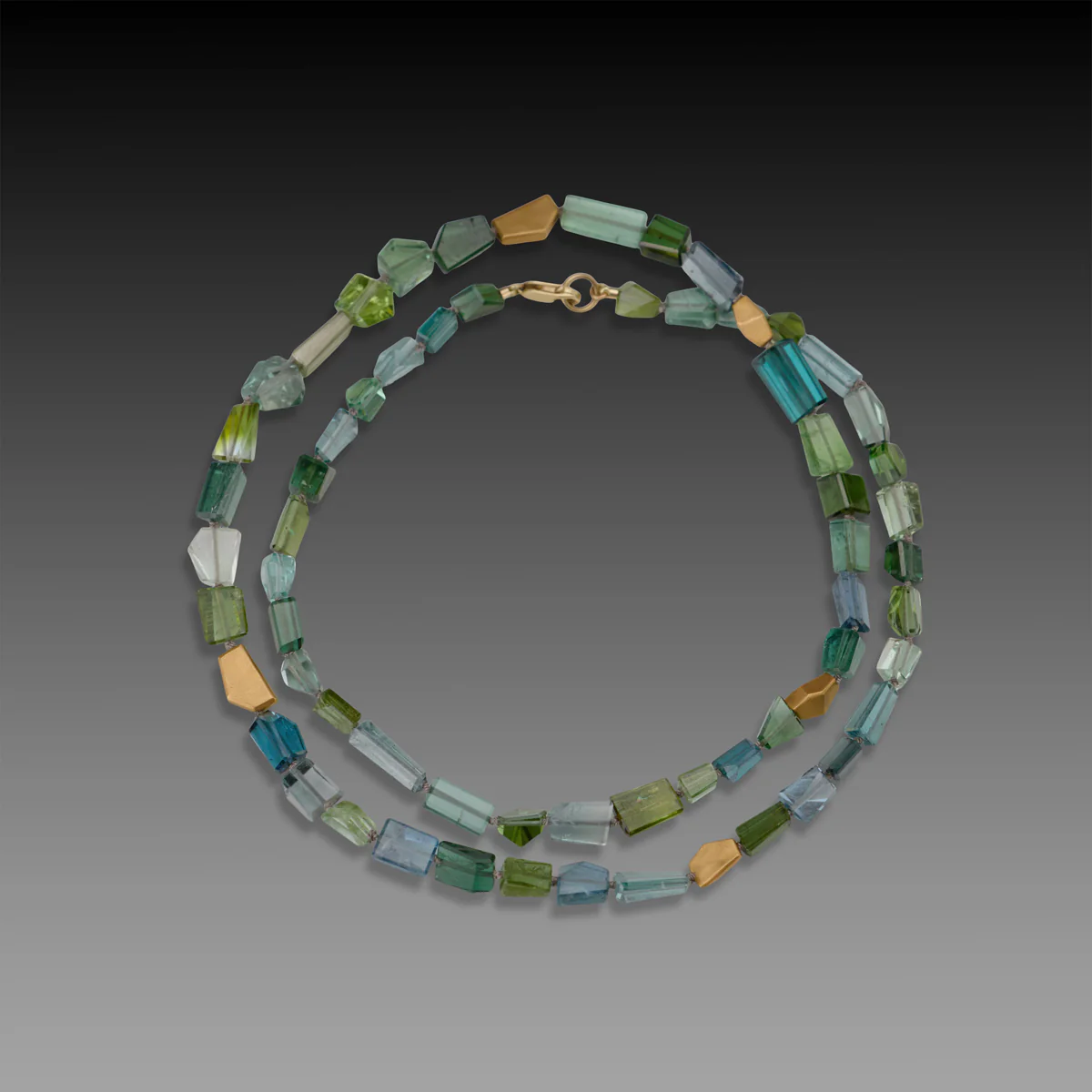 Green Tourmaline Necklace with 22k Beads - Image 3