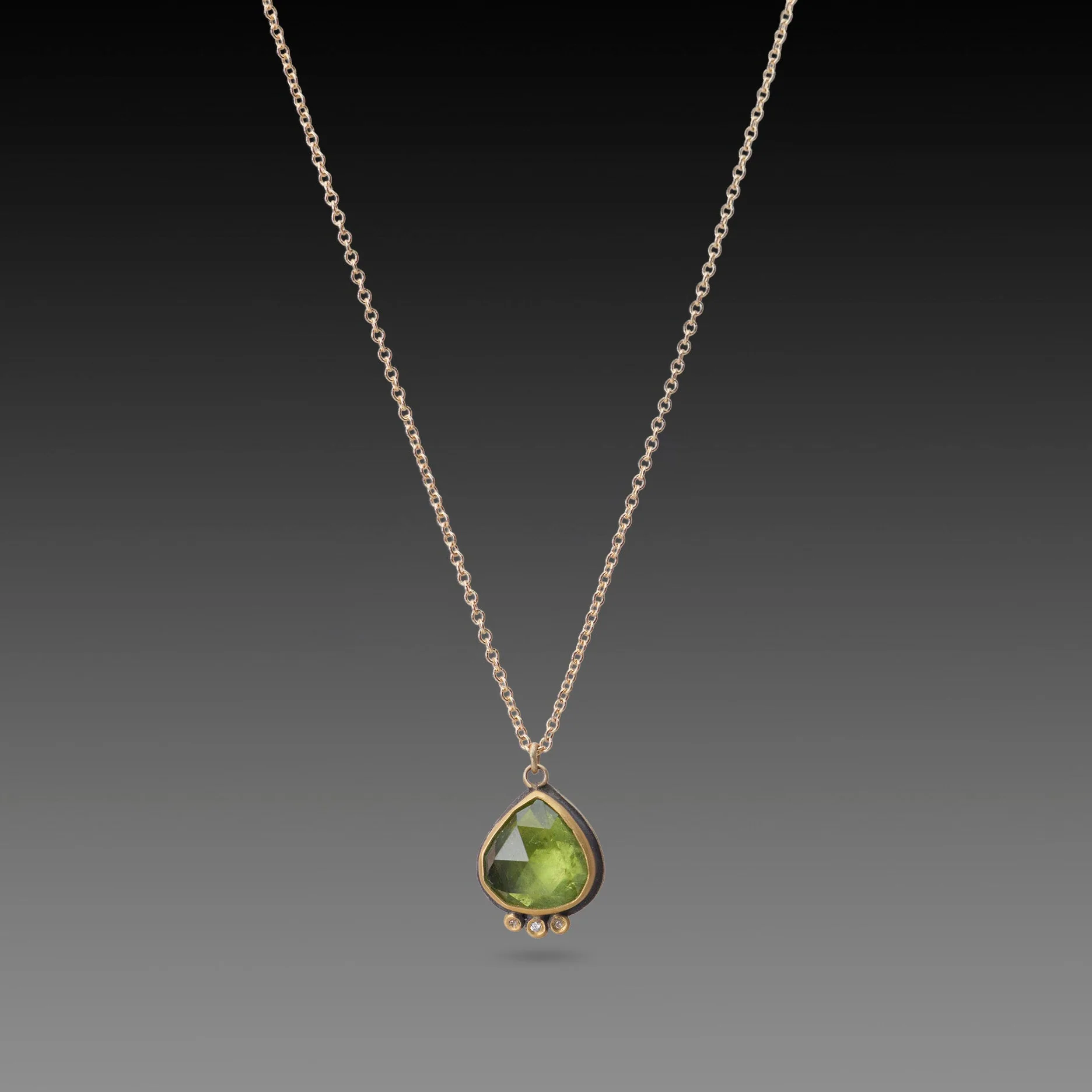 Green Tourmaline Necklace with Diamonds