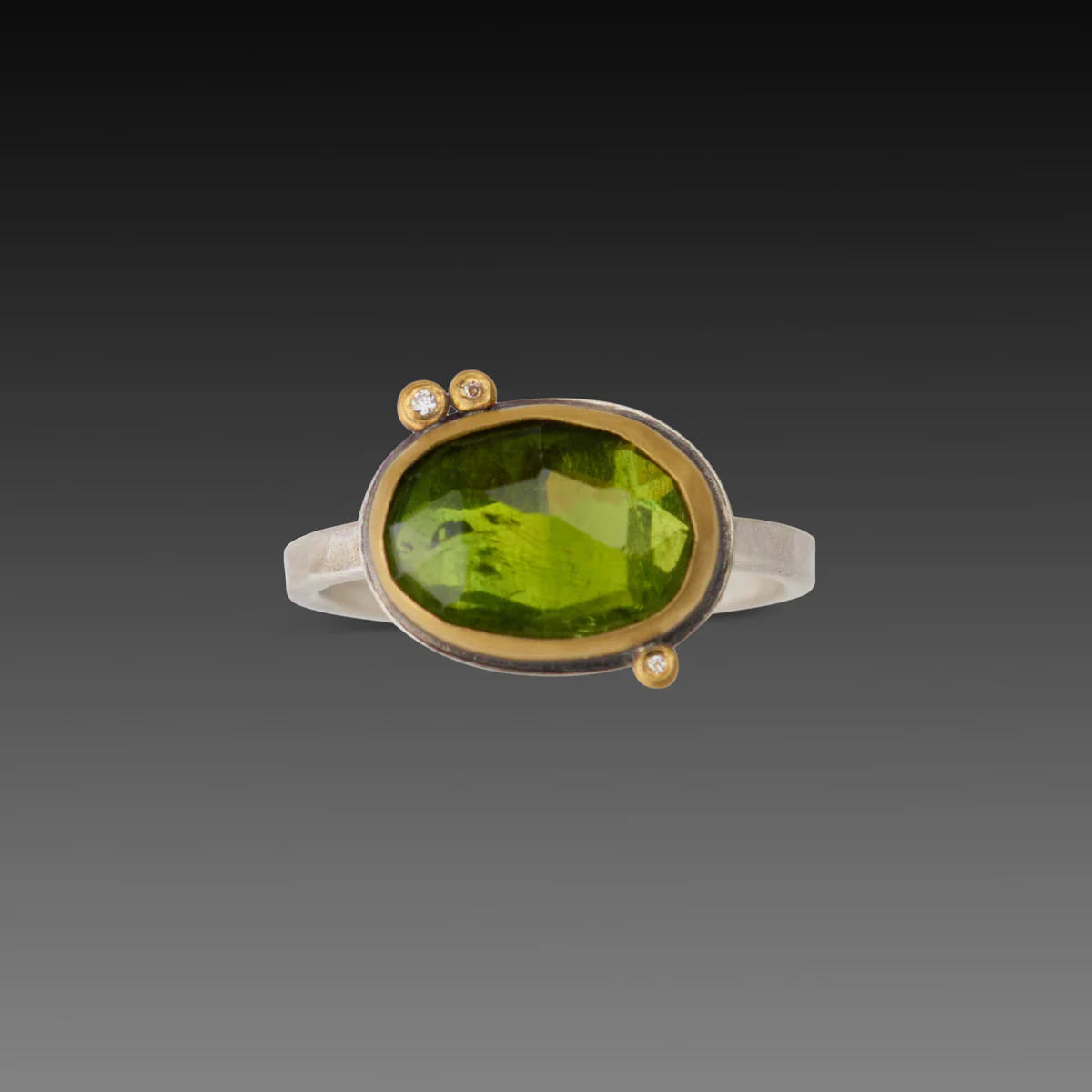 Green Tourmaline Ring with Diamonds - Image 3