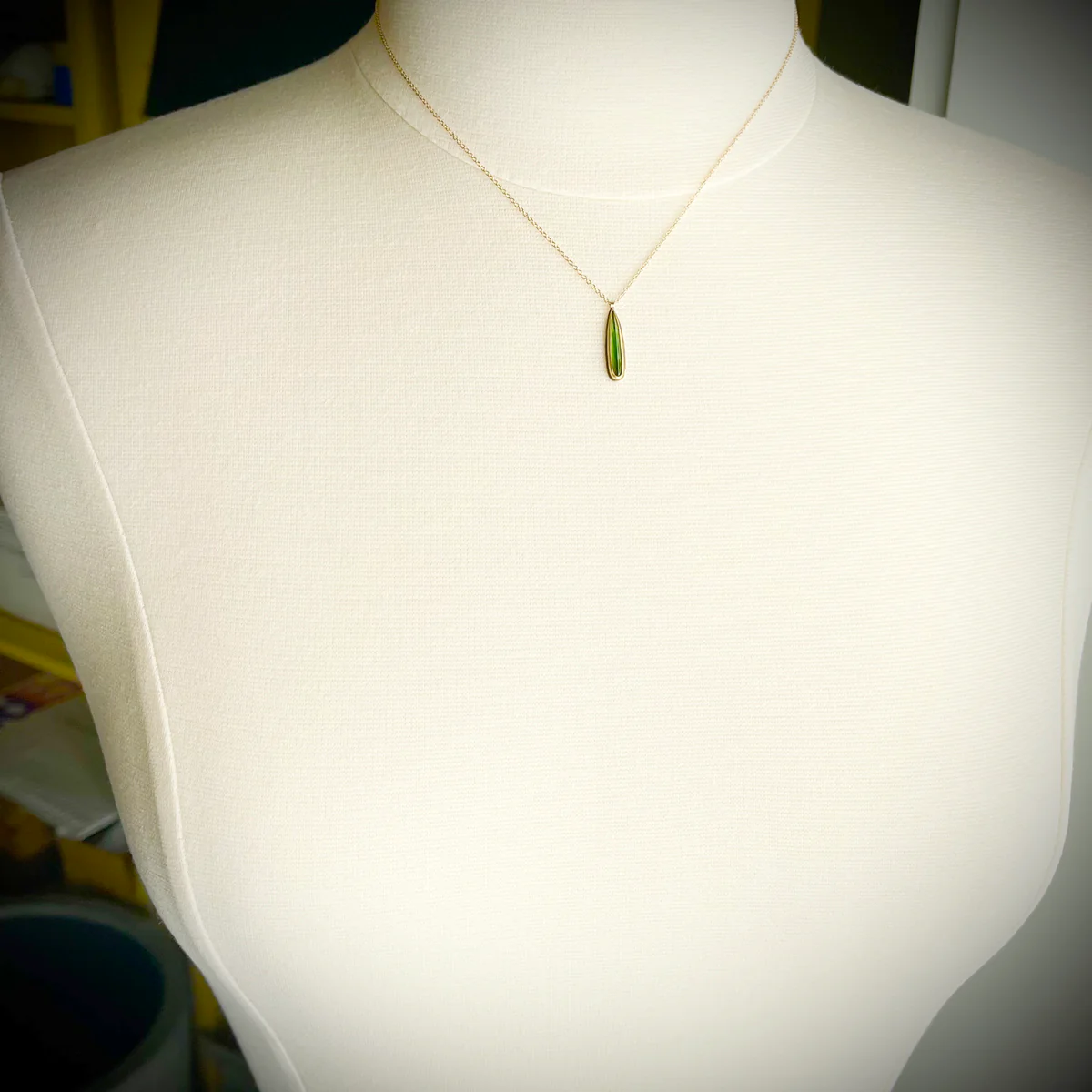 Green Tourmaline Teardrop Necklace - Image 3