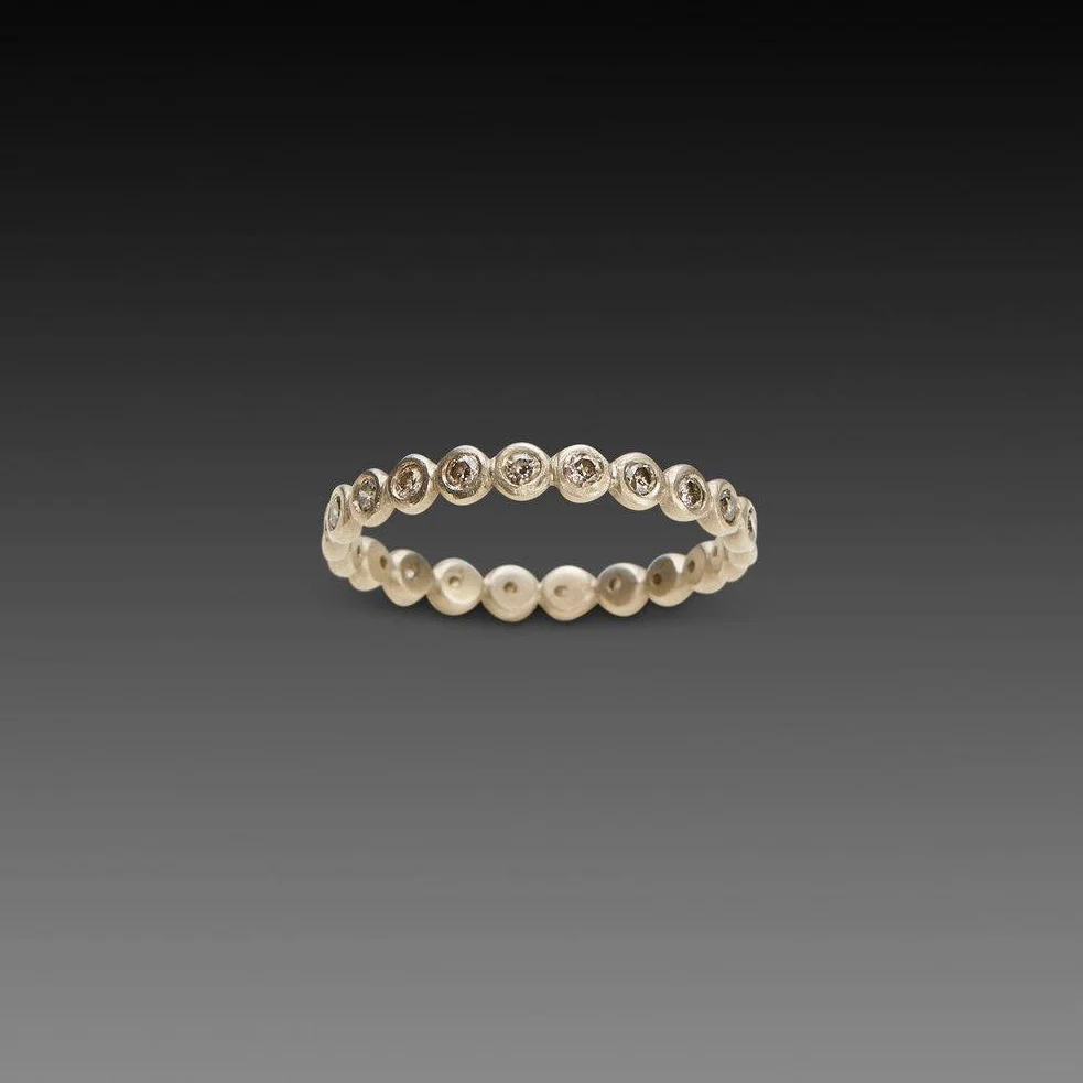 Hammered Dot Diamond Eternity Band in White Gold