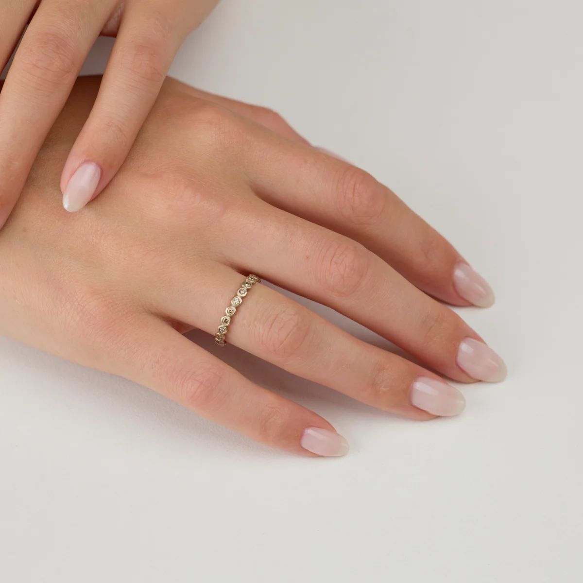 Hammered Dot Diamond Eternity Band in White Gold - Image 2