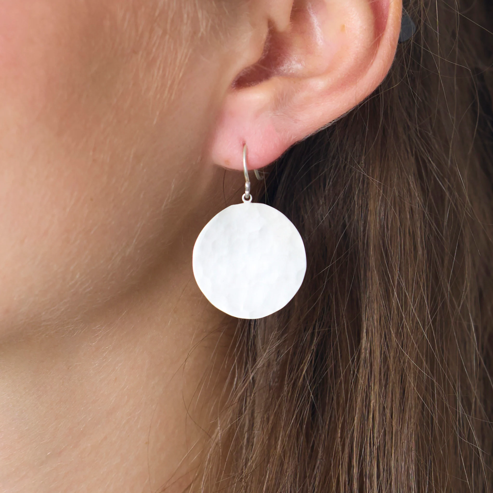 Hammered Sterling Disk Earrings - Image 2