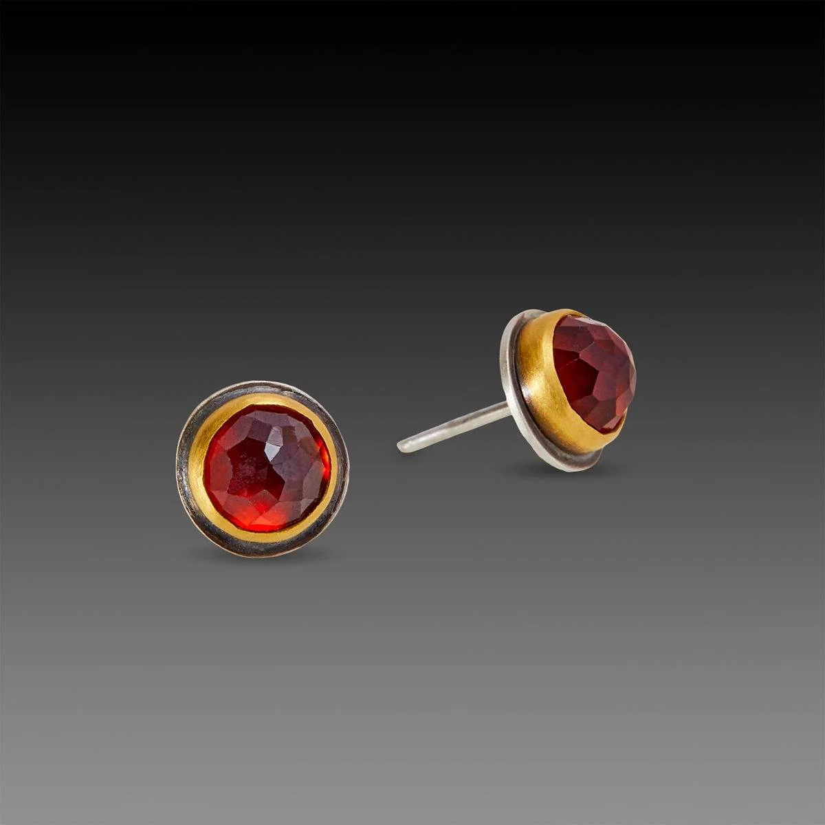 Hessonite Garnet Stud Earrings - Image 3