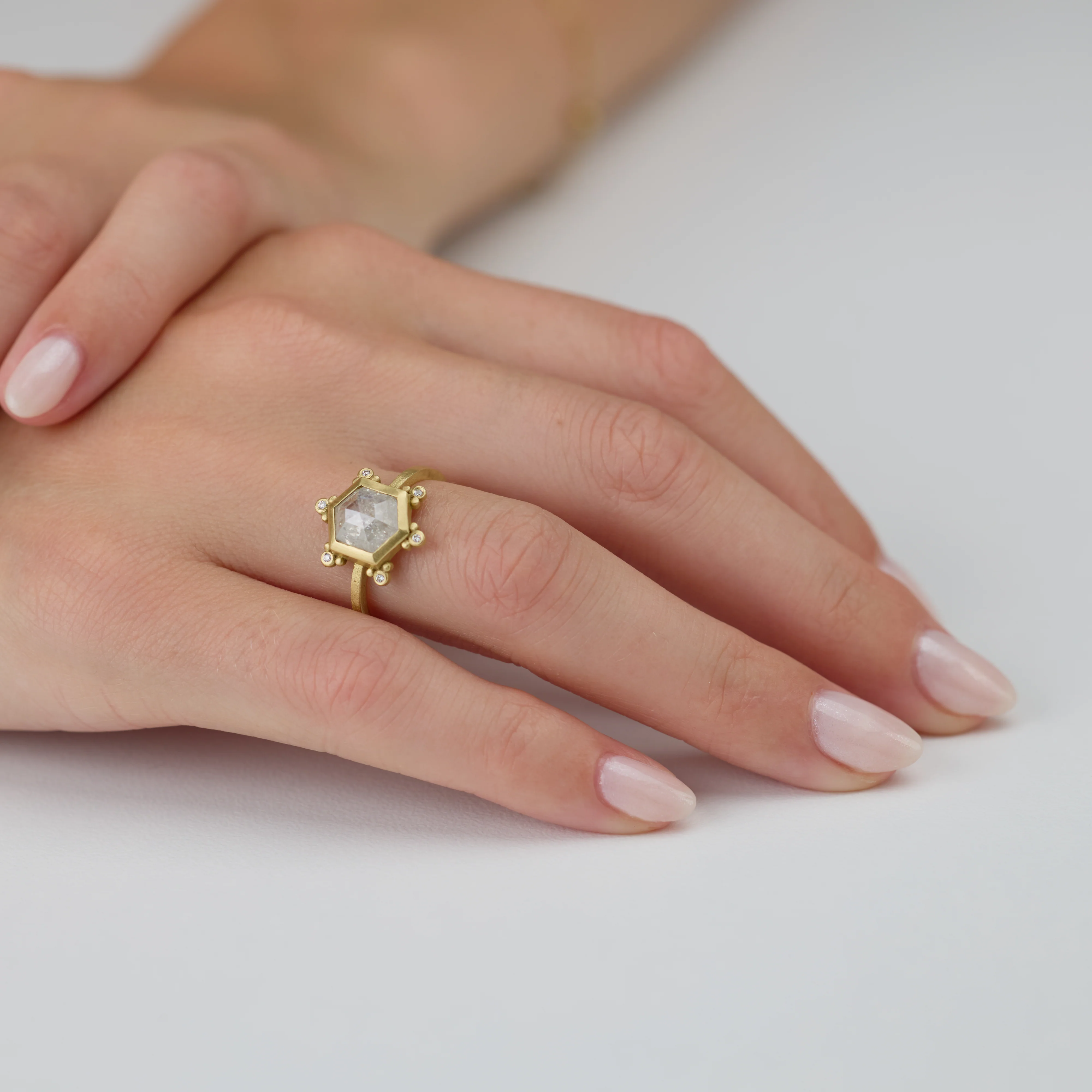 Hexagon Gray Diamond Ring - Image 2