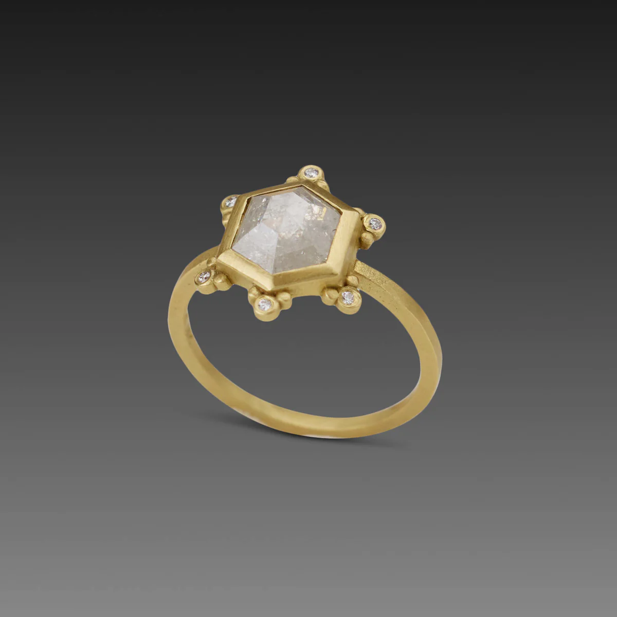 Hexagon Gray Diamond Ring - Image 3