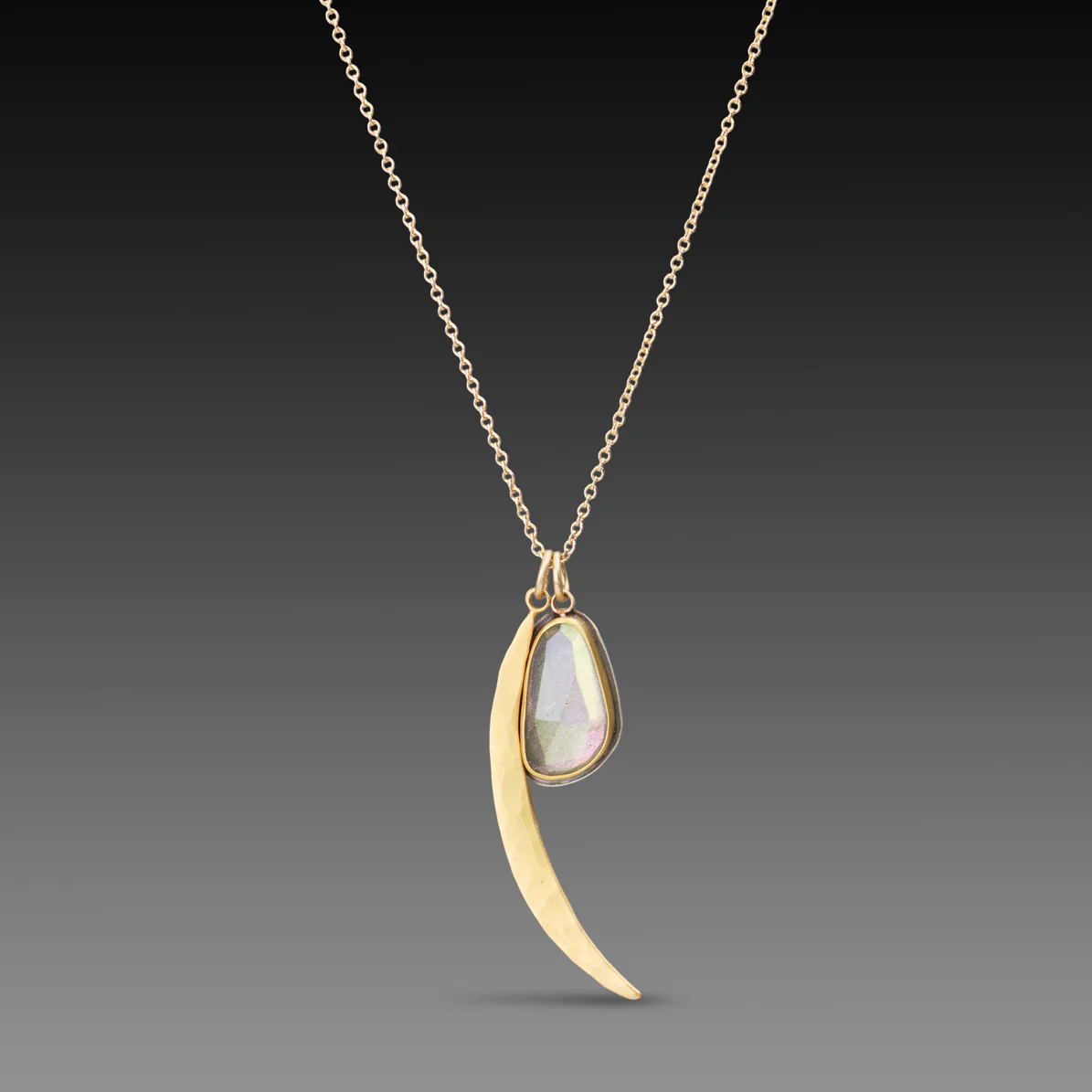 Labradorite and Crescent Moon Necklace