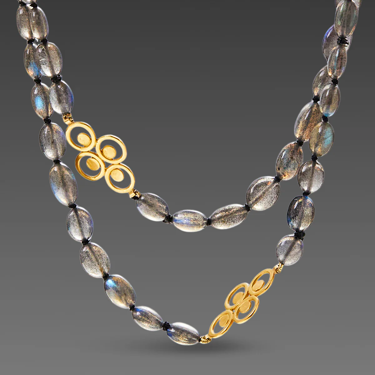 Long Labradorite and Gold Filigree Necklace - Image 4