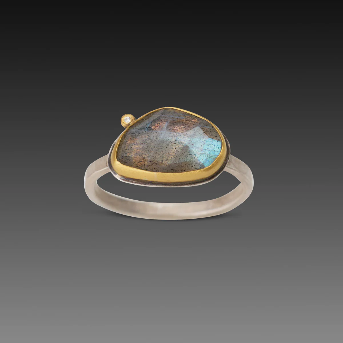 Labradorite Ring with Diamond