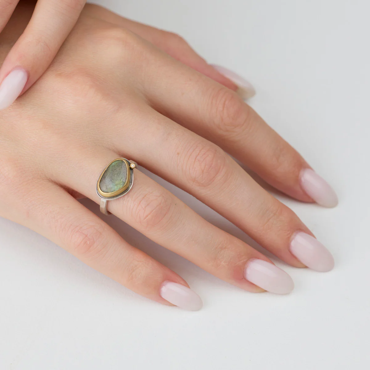 Labradorite Ring with Diamond - Image 2