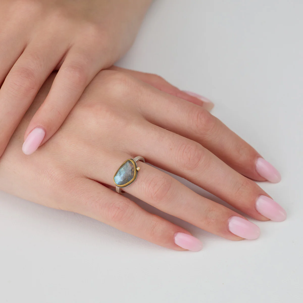 Labradorite Ring with Diamond - Image 2