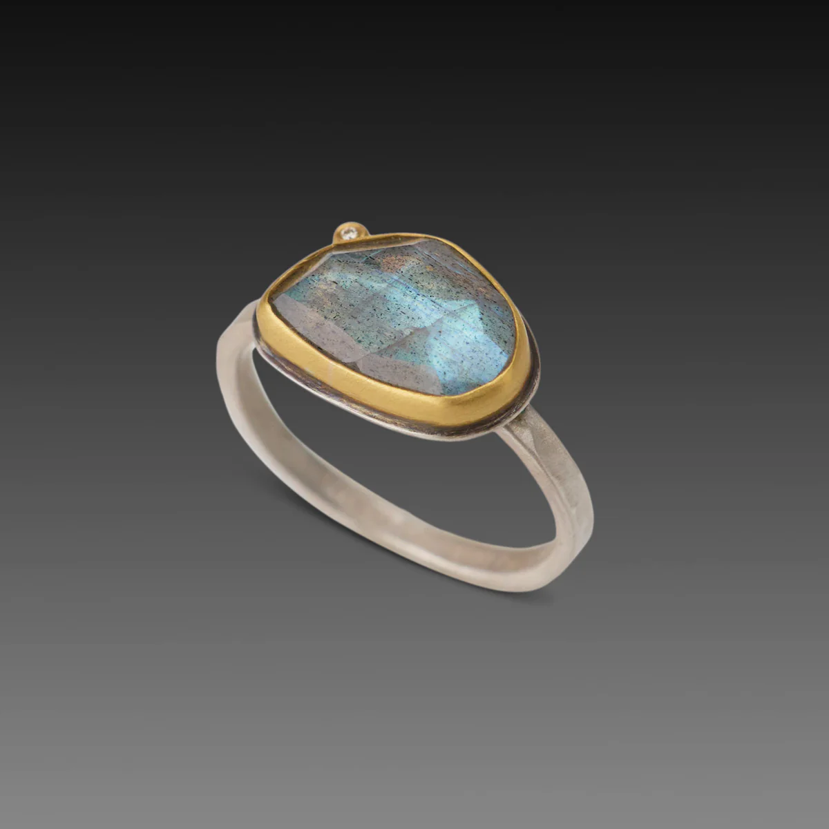 Labradorite Ring with Diamond - Image 3