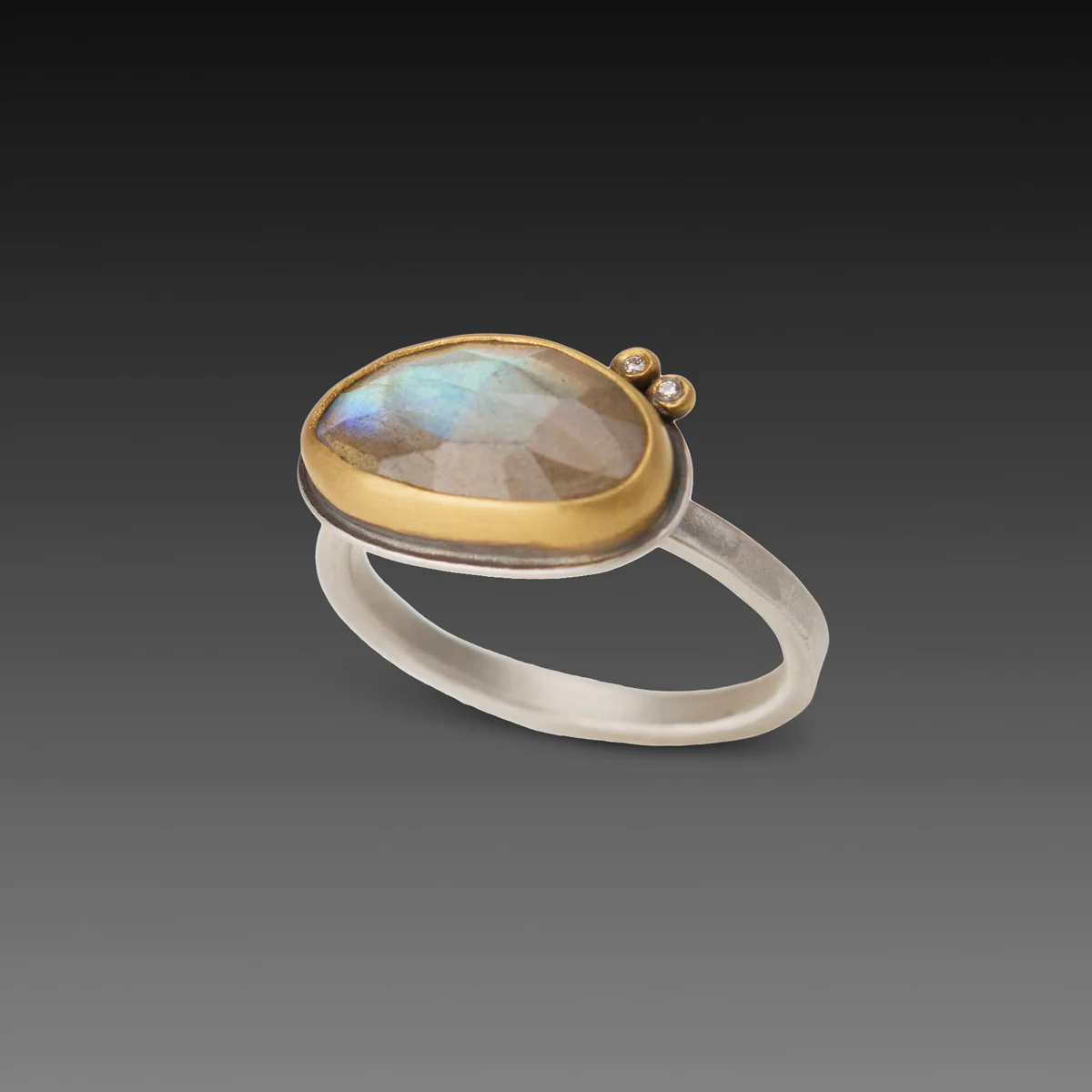 Labradorite Ring with Diamond Dots - Image 3