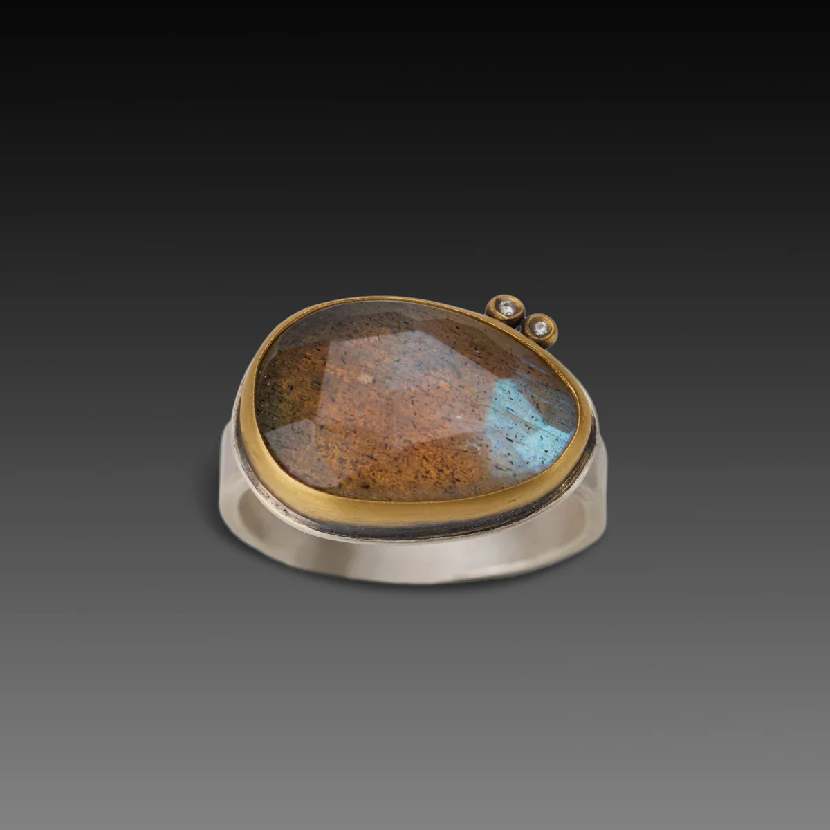 Labradorite Ring with Diamonds