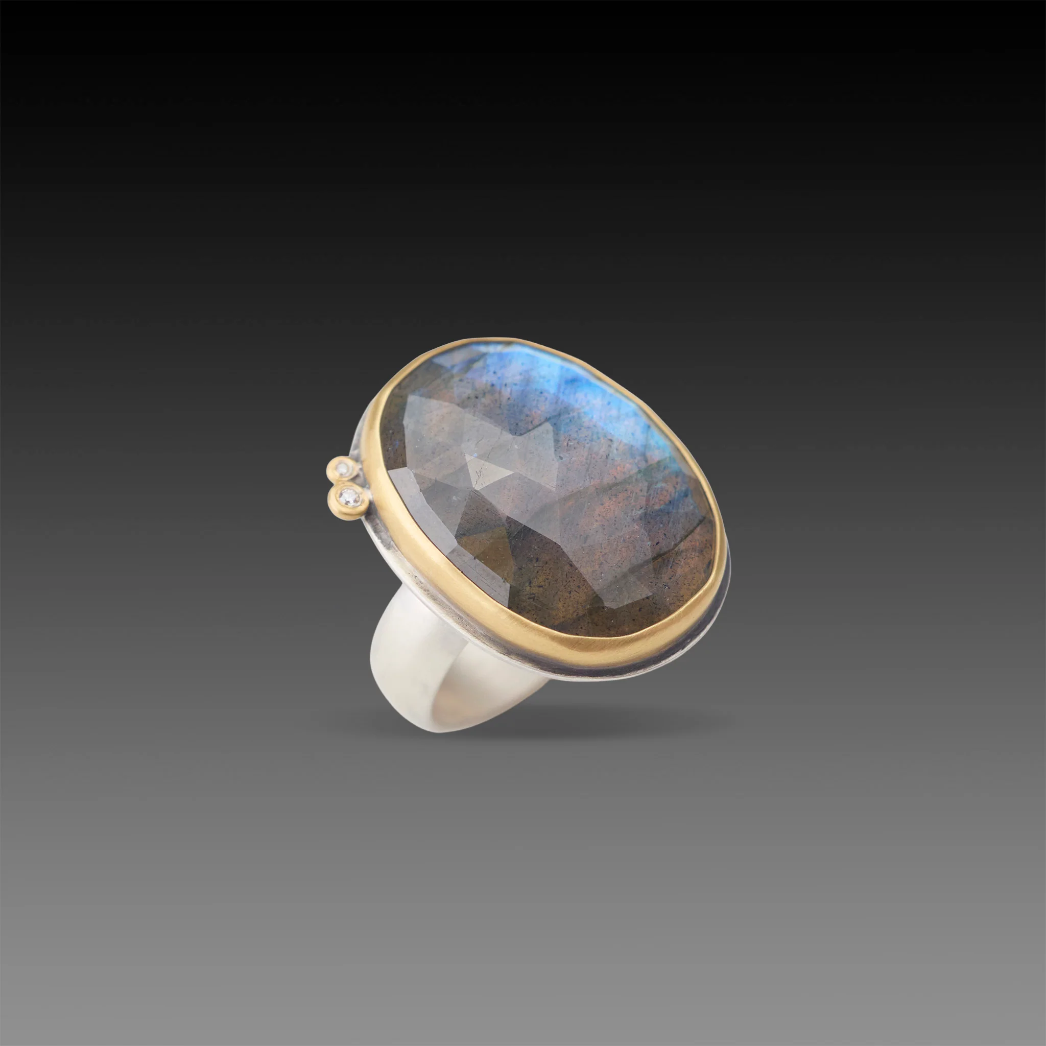 Labradorite Ring with Diamonds - Image 3