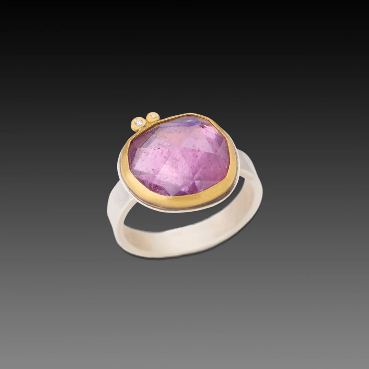 Lavender-Pink Tourmaline Ring with Diamonds - Image 2