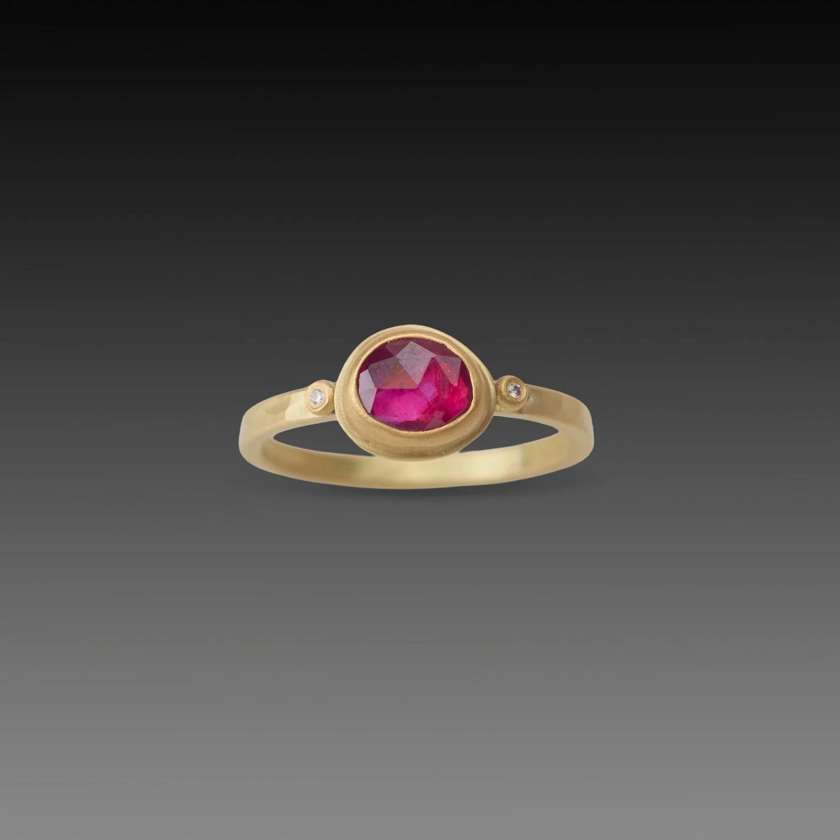 Magenta Ruby Ring with Diamonds