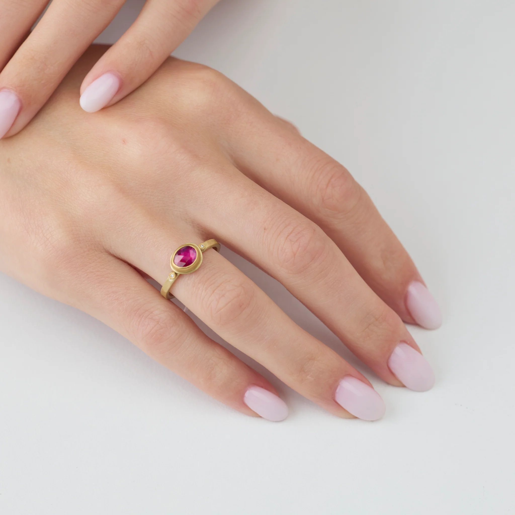 Magenta Ruby Ring with Diamonds - Image 2