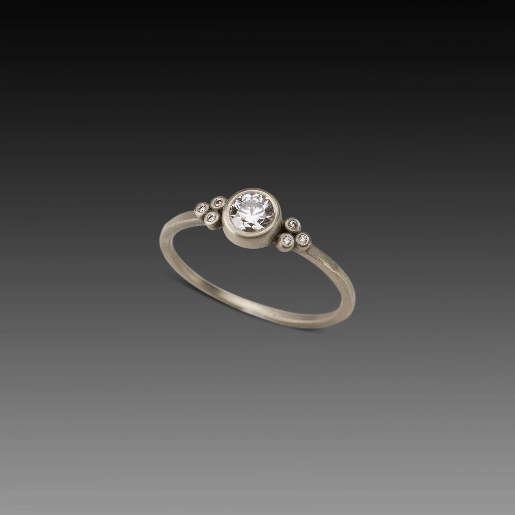 Medium Diamond Flourish Ring in White Gold - Image 3