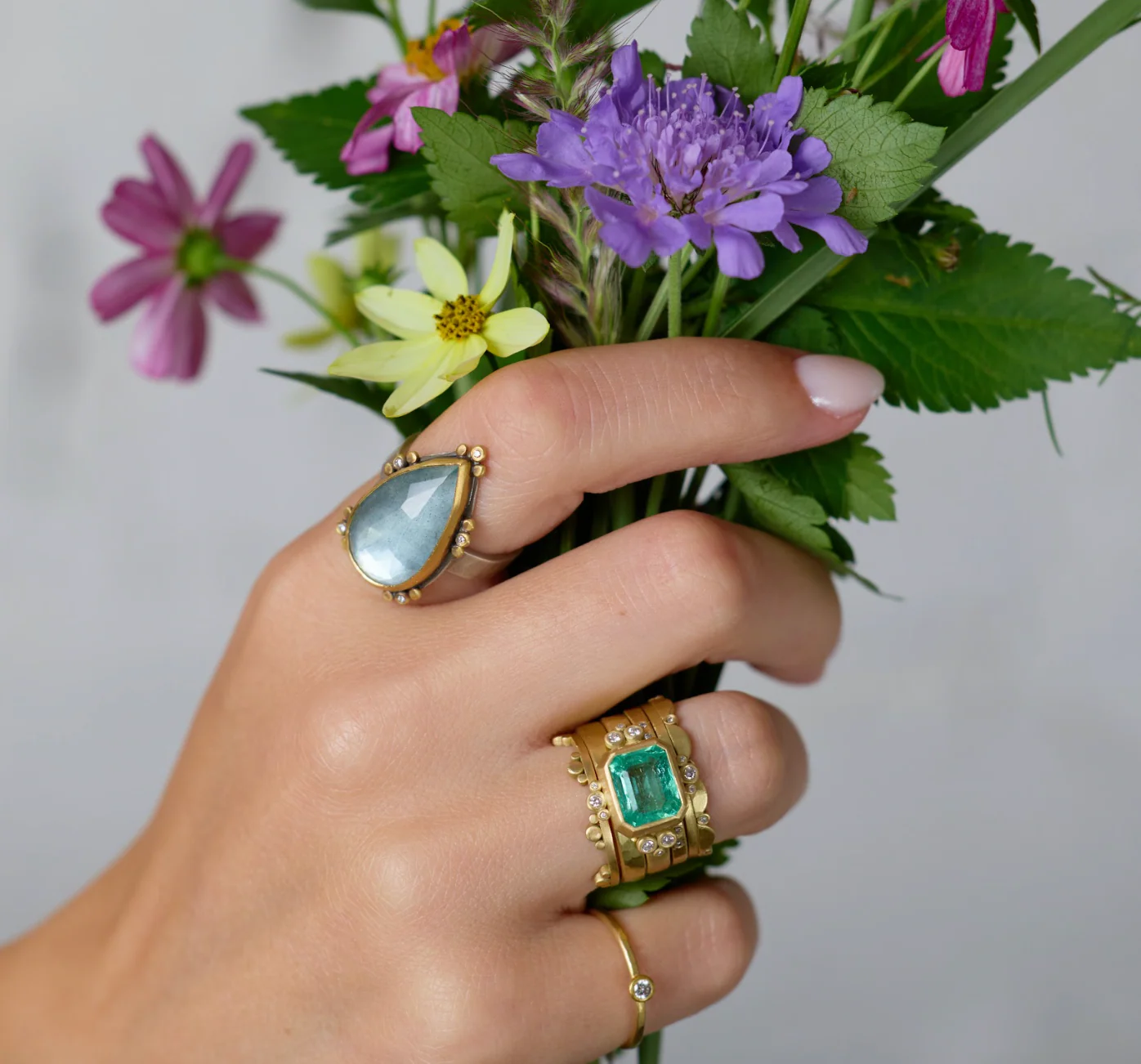 Moss Aquamarine Teardrop Ring - Image 3