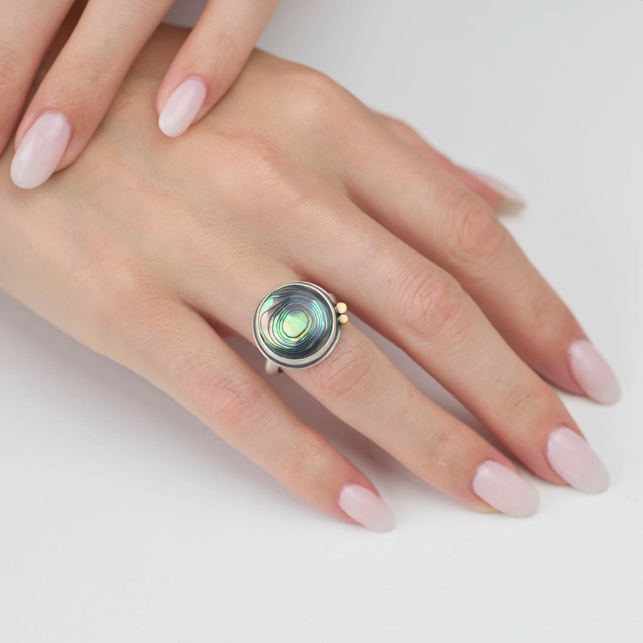 Mother of Pearl Ring with Gold Dots - Image 2