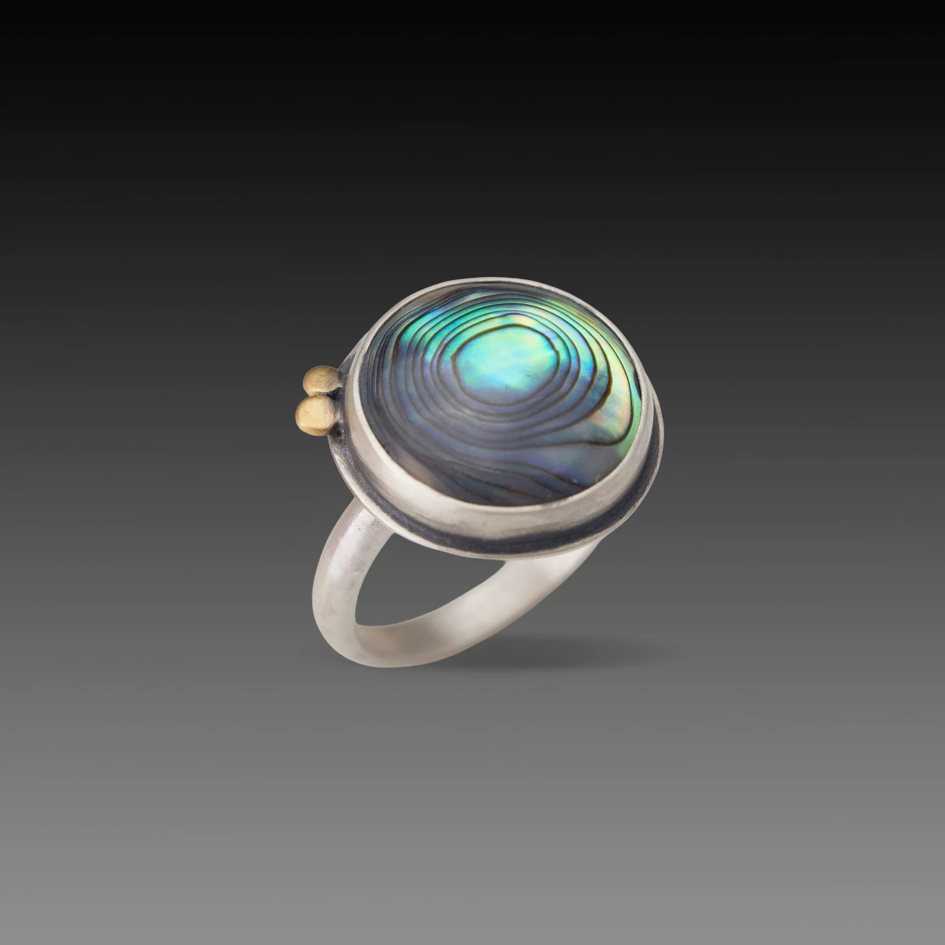 Mother of Pearl Ring with Gold Dots - Image 3