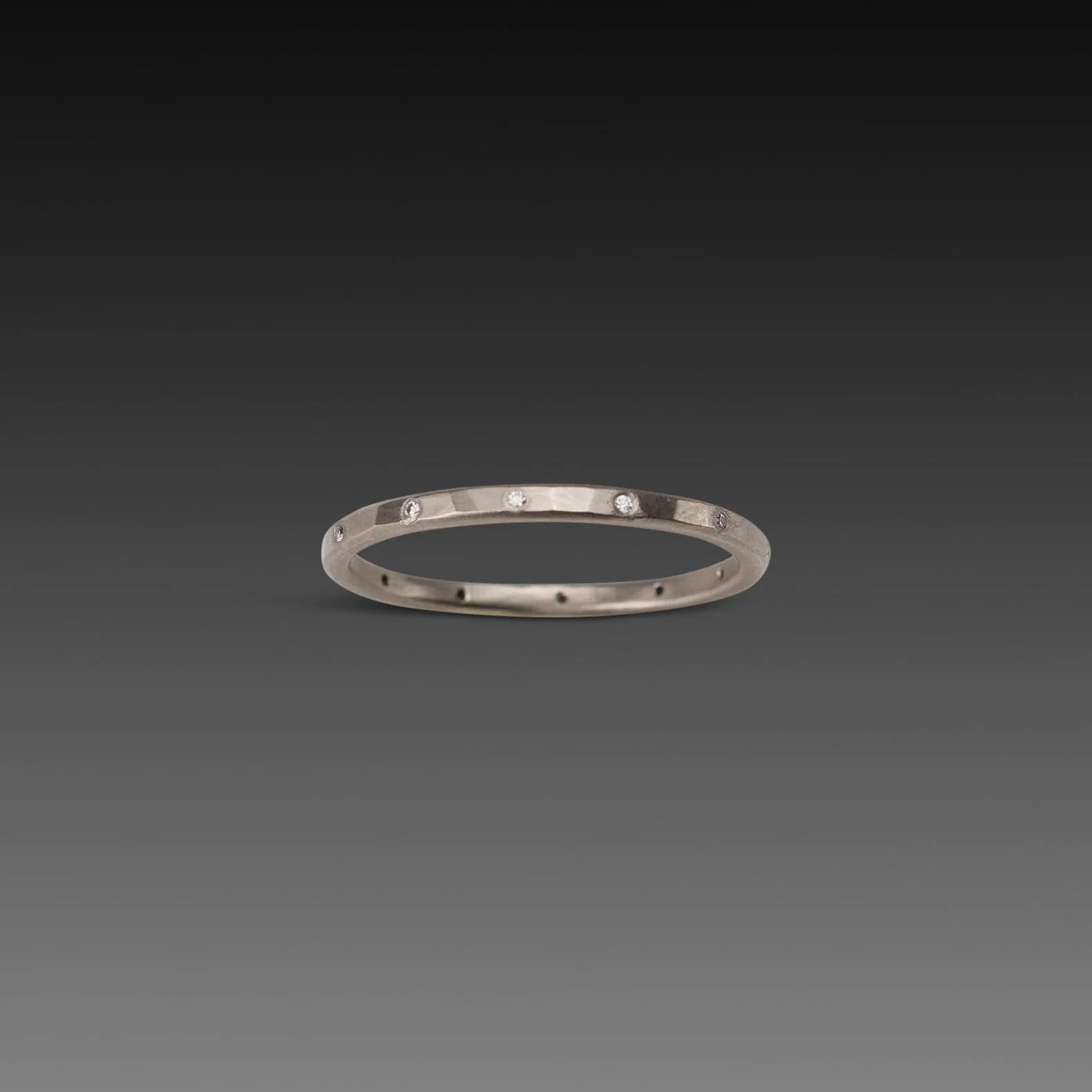 Narrow Diamond Band in White Gold