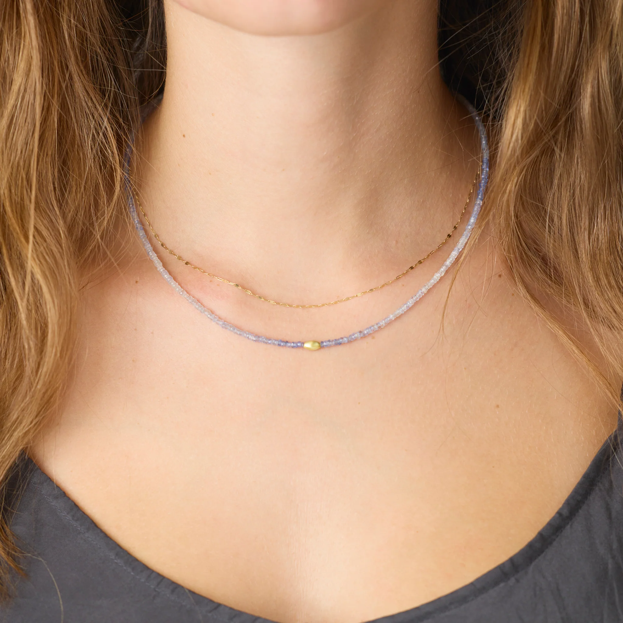 Ombre Sapphire Beaded Necklace - Image 2