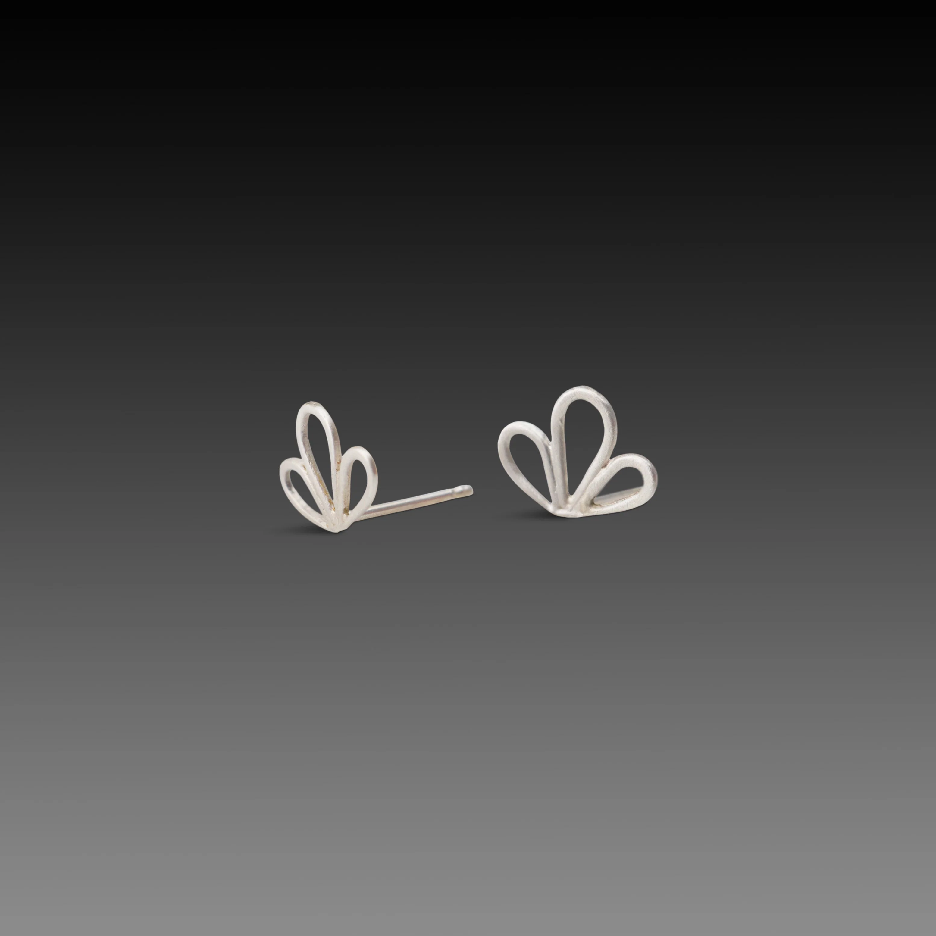 Open Leaf Trio Stud Earrings - Image 3