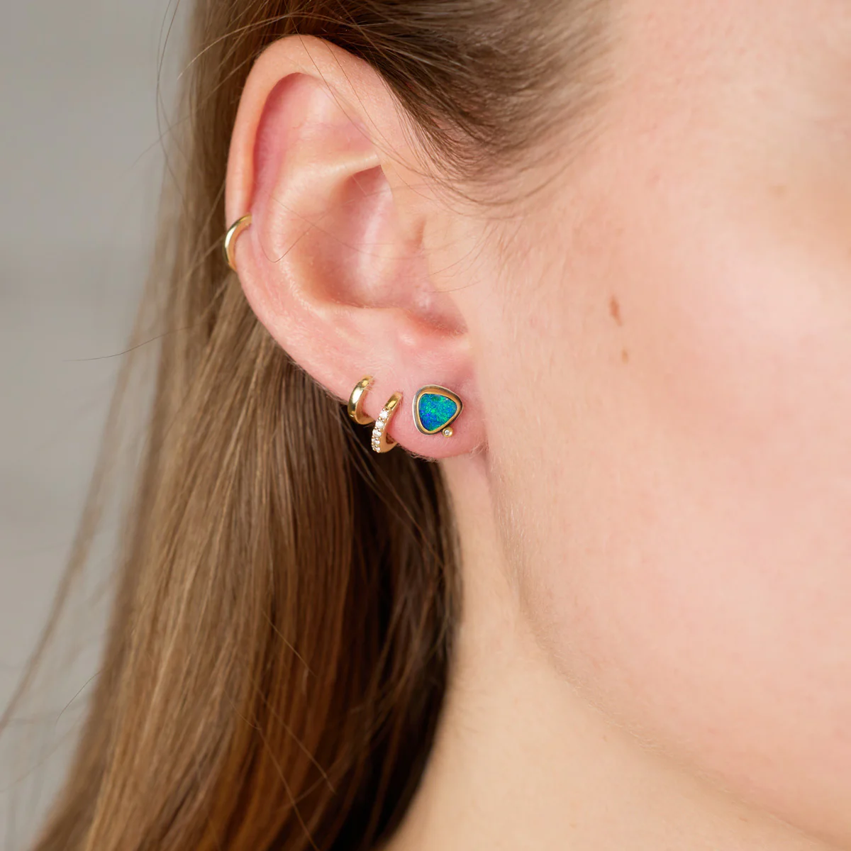 Organic Australian Opal Stud Earrings - Image 2