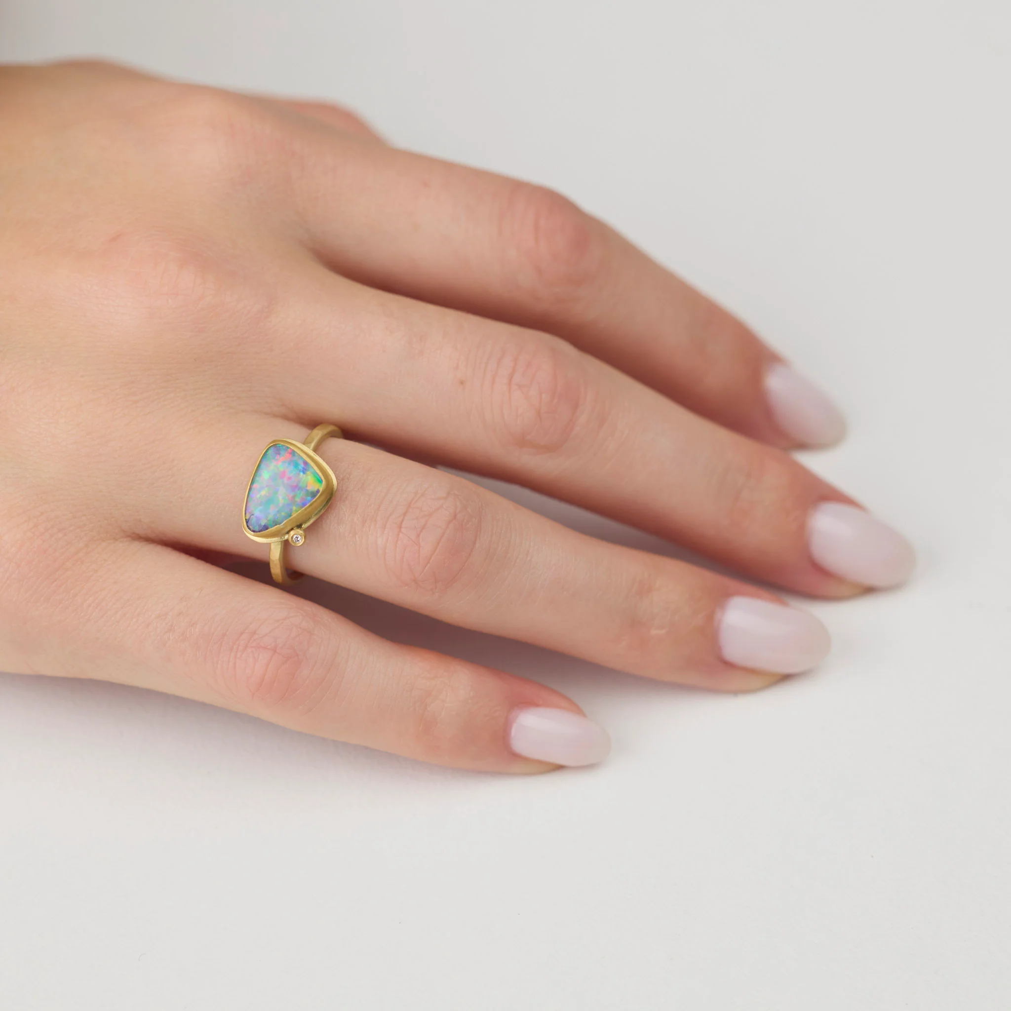 Organic Opal Ring with Diamond Dot - Image 2