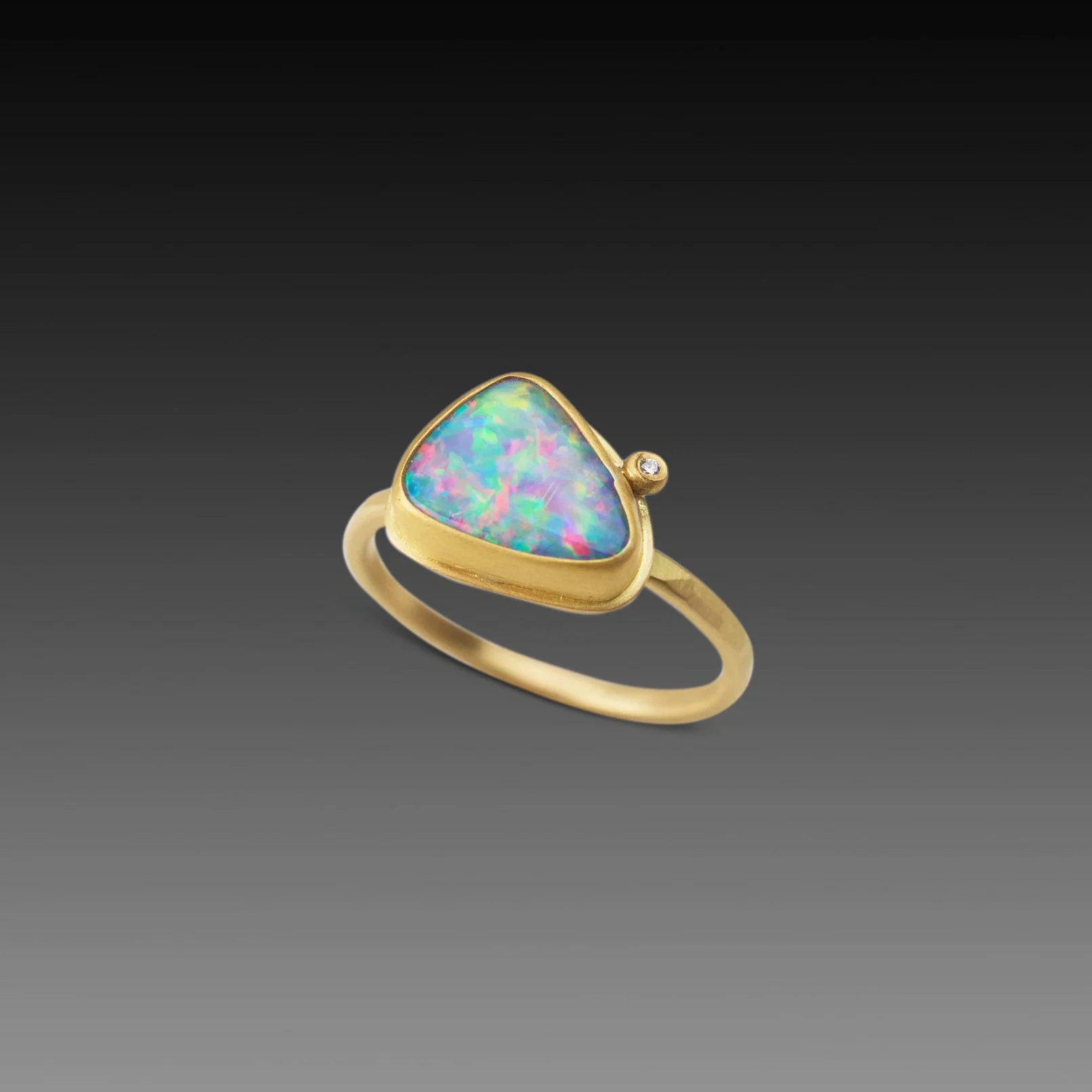 Organic Opal Ring with Diamond Dot - Image 3