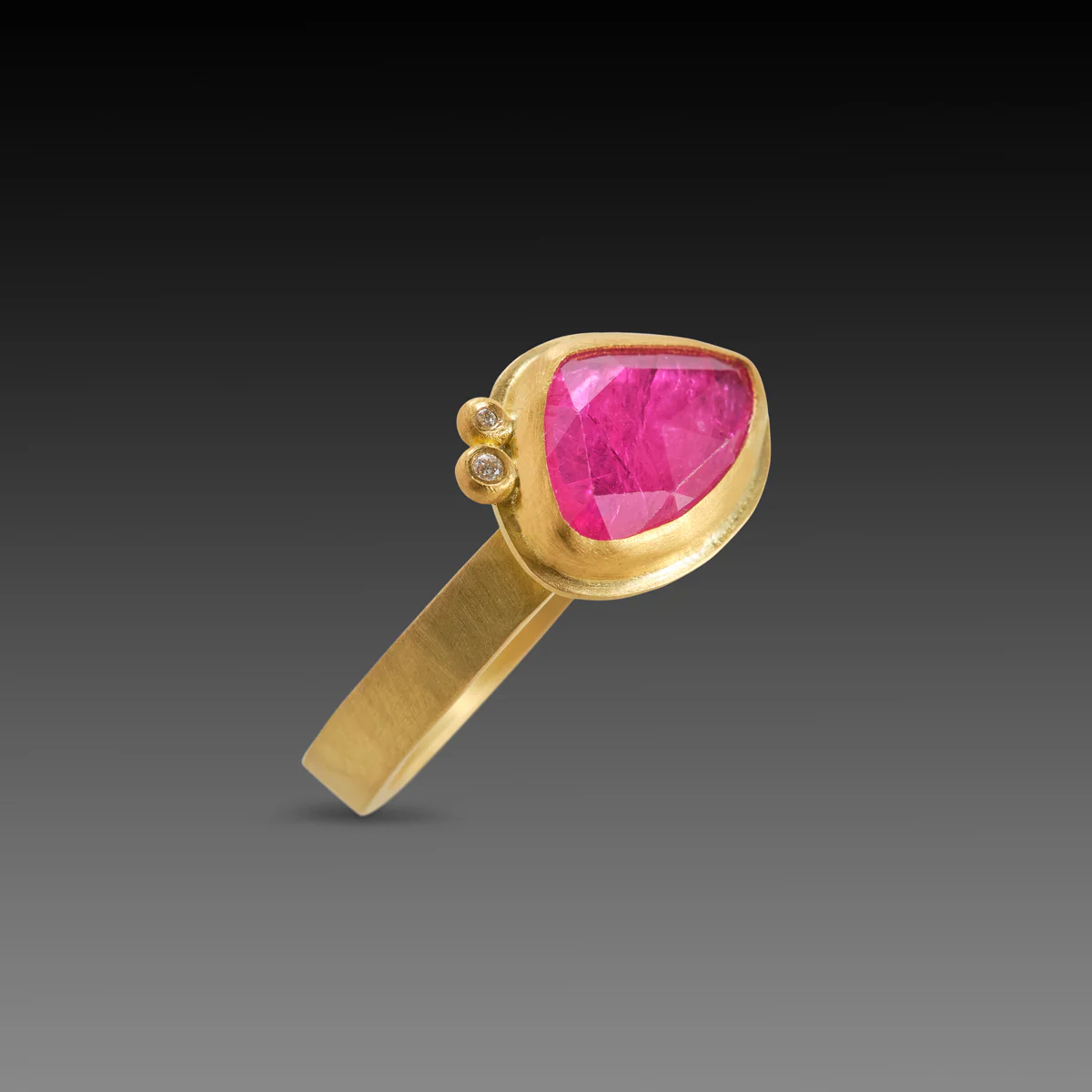 Organic Ruby Ring with Diamonds - Image 3