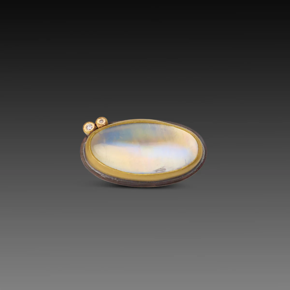 Oval Moonstone Ring with Diamonds