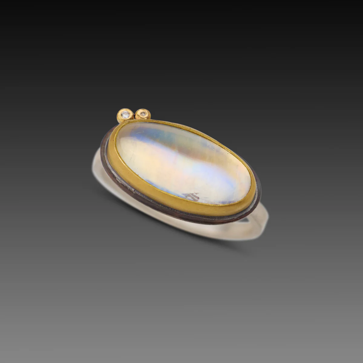 Oval Moonstone Ring with Diamonds - Image 3