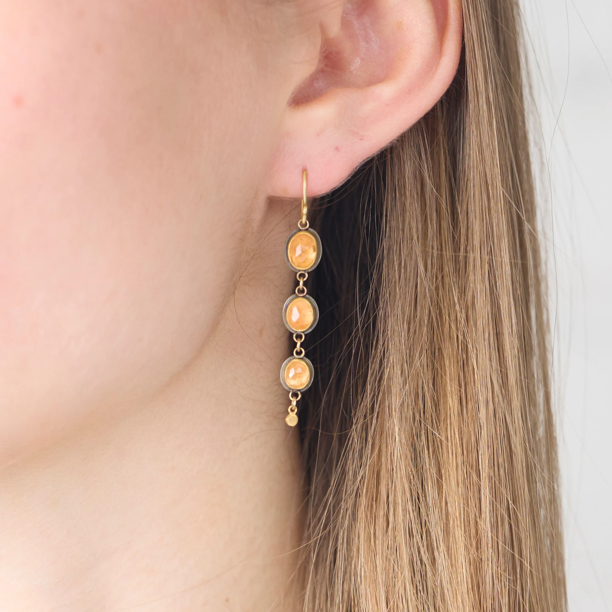 Peachy Garnet Drop Earrings - Image 2