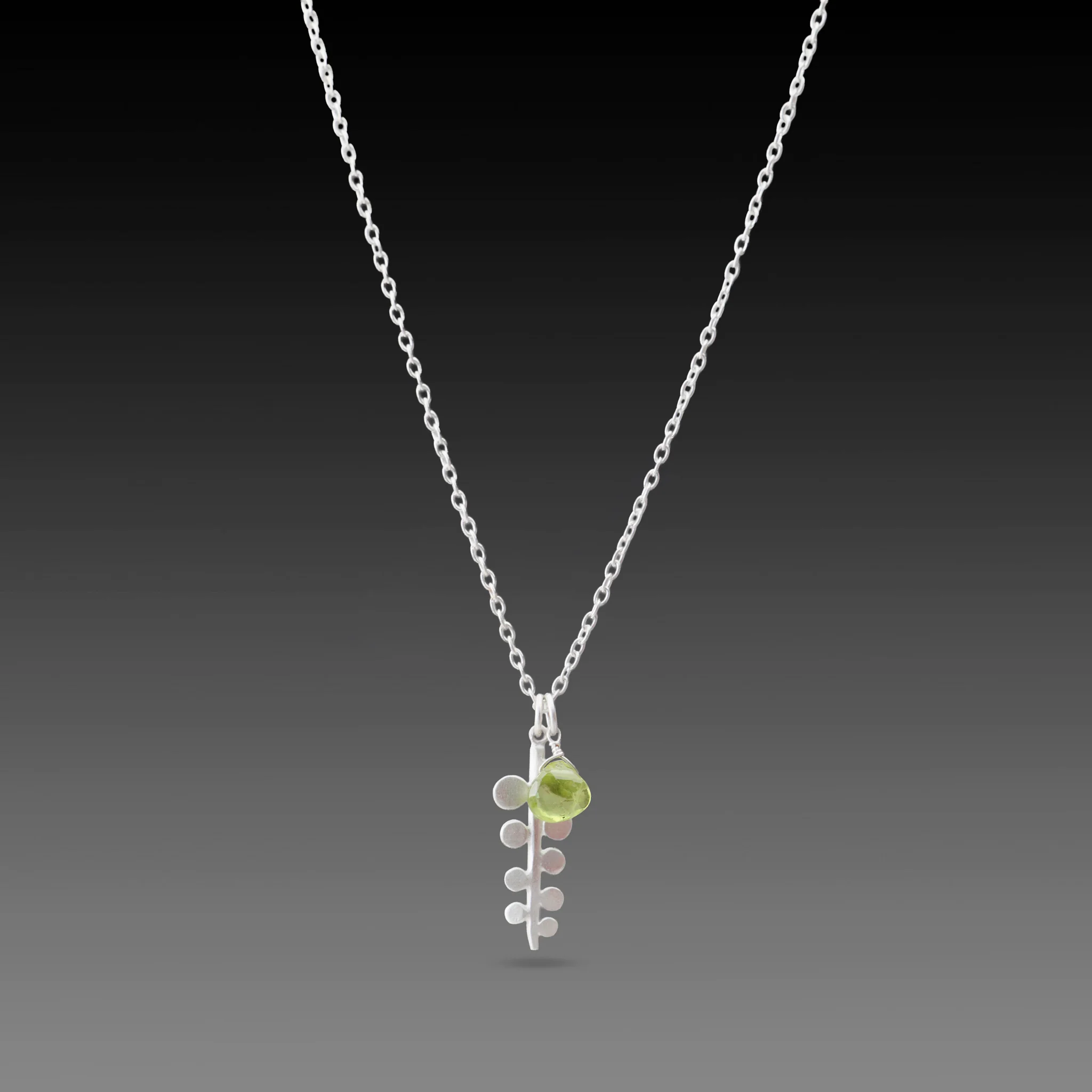 Peridot Charm Necklace with Fern