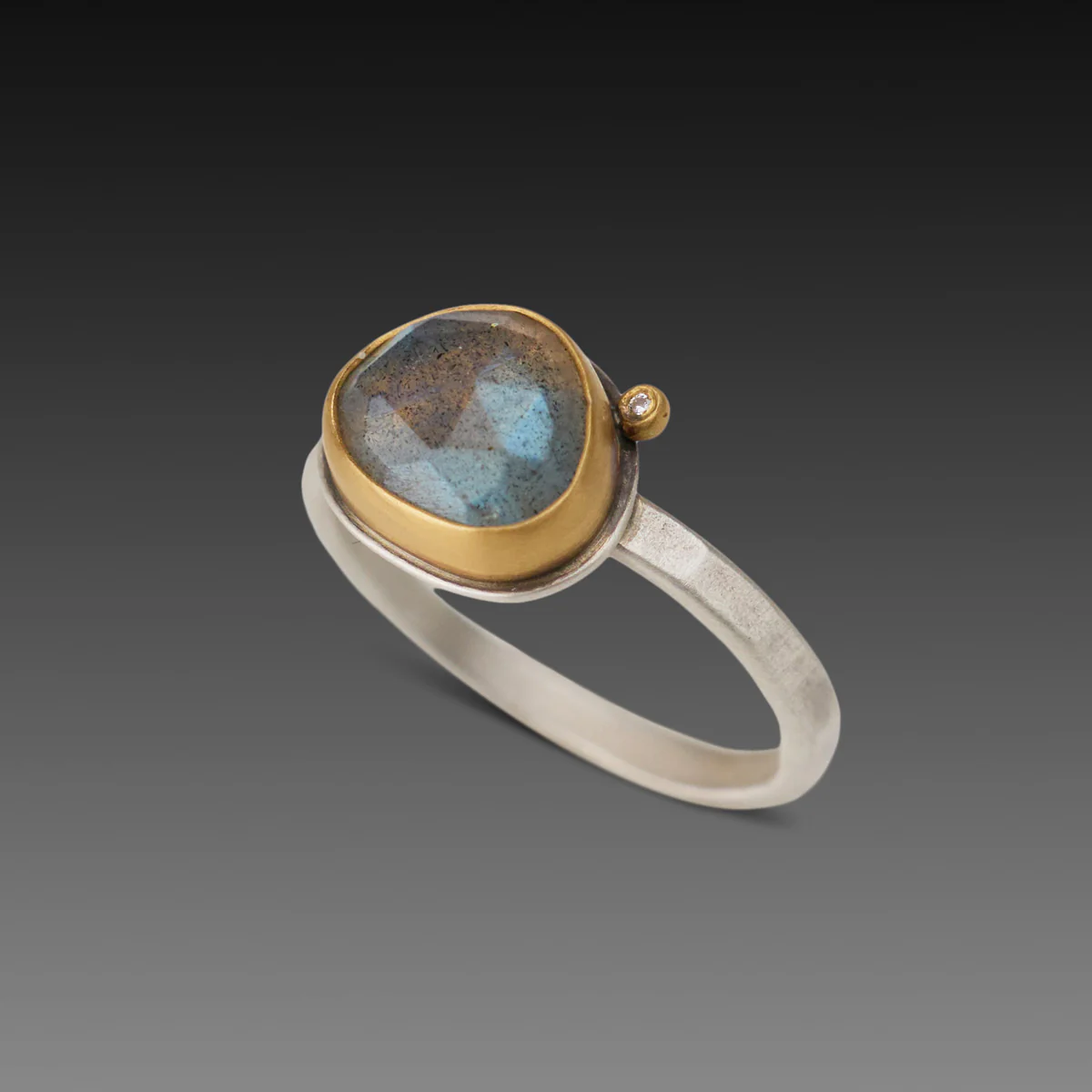 Petite Labradorite Ring with Diamond - Image 3