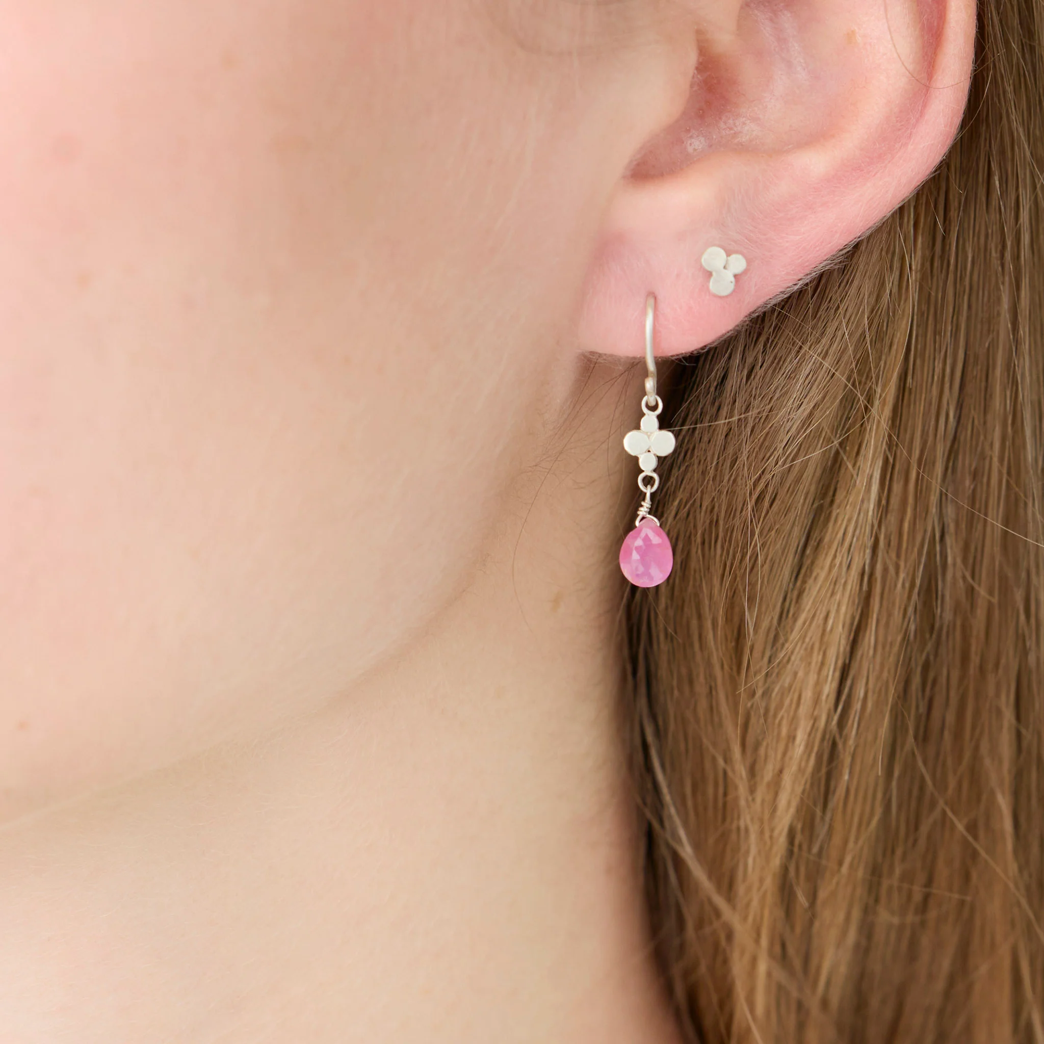 Pink Sapphire Drop Earrings - Image 2