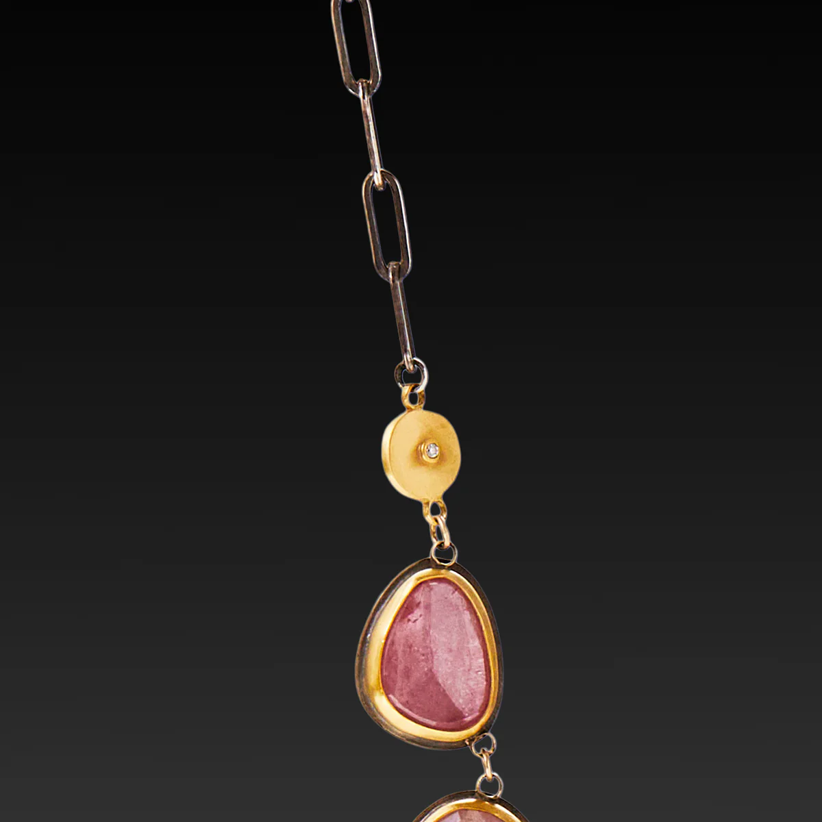 Pink Sapphire Necklace with 22k Gold Fringe - Image 3