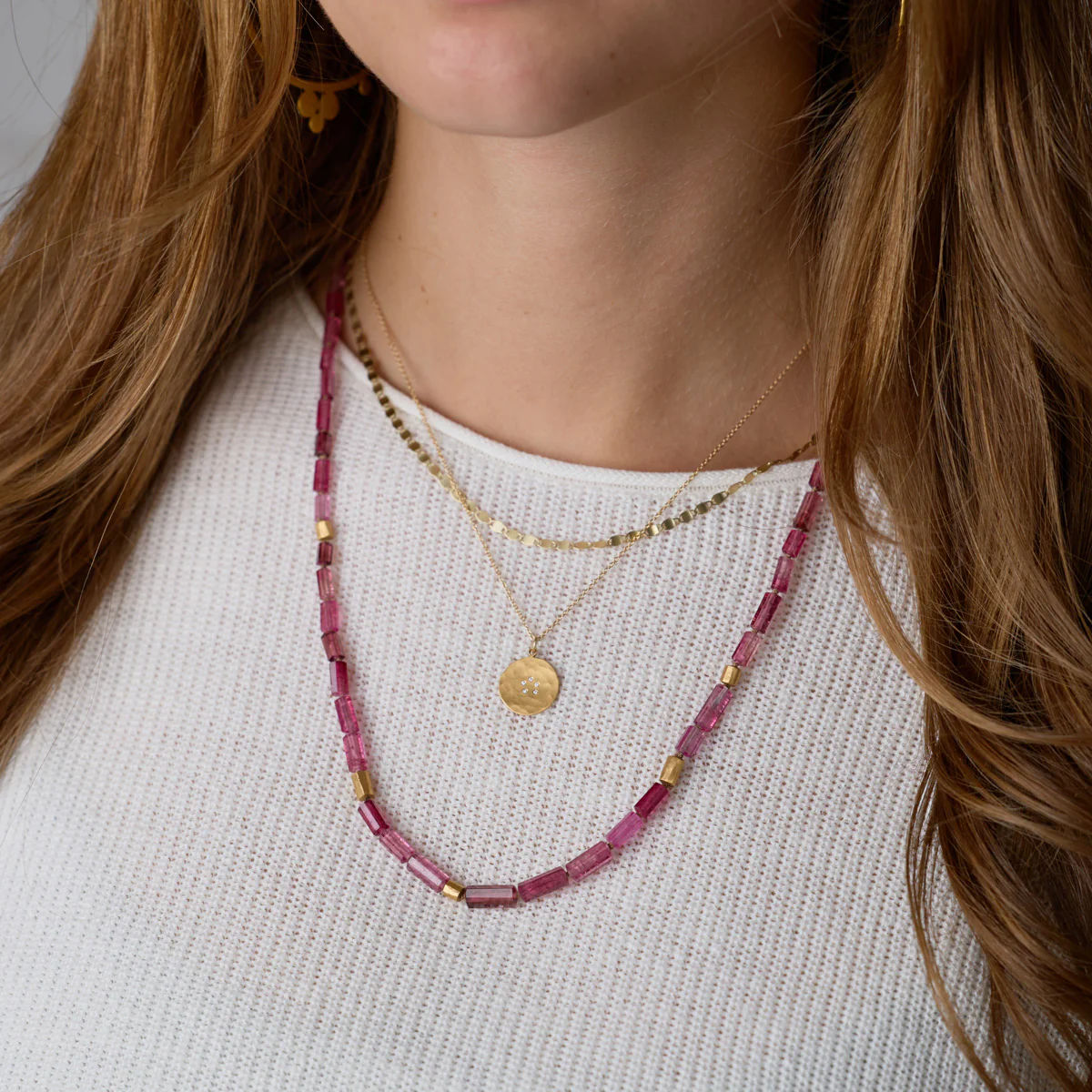 Pink Tourmaline Necklace with 22k Beads - Image 2