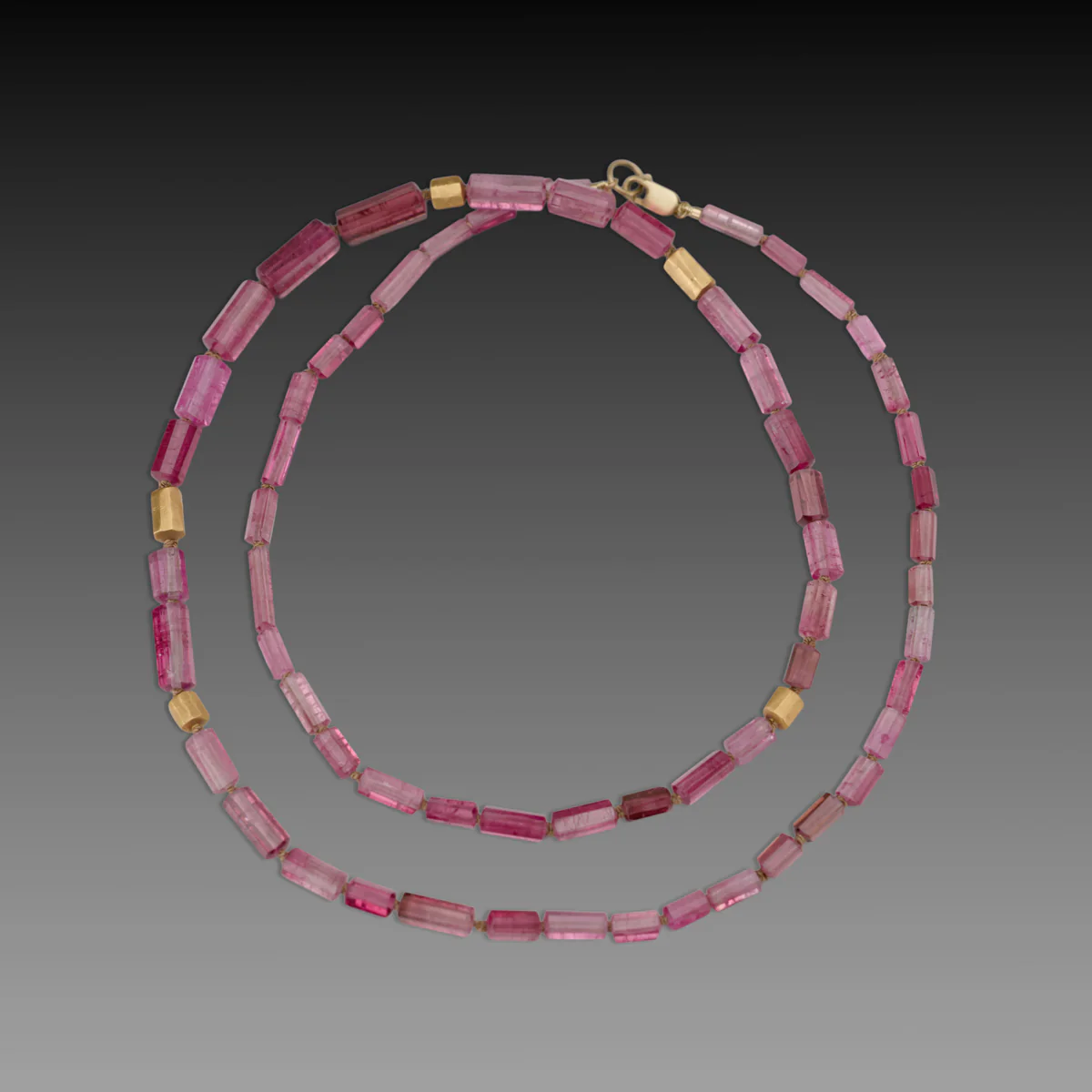 Pink Tourmaline Necklace with 22k Beads - Image 3