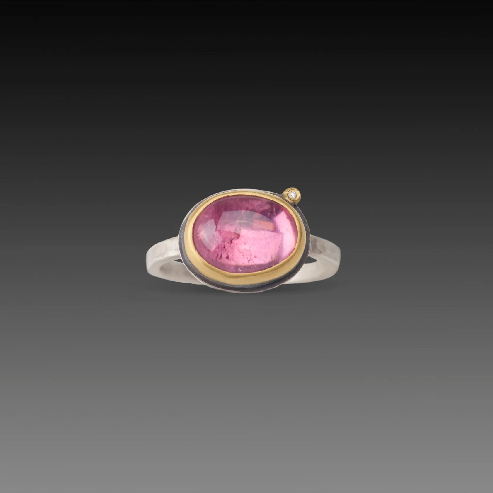 Pink Tourmaline Ring with Diamond