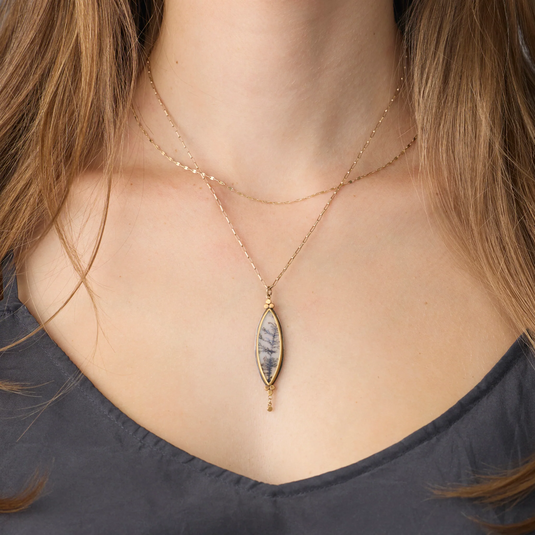 Marquise Dendritic Agate Necklace - Image 2