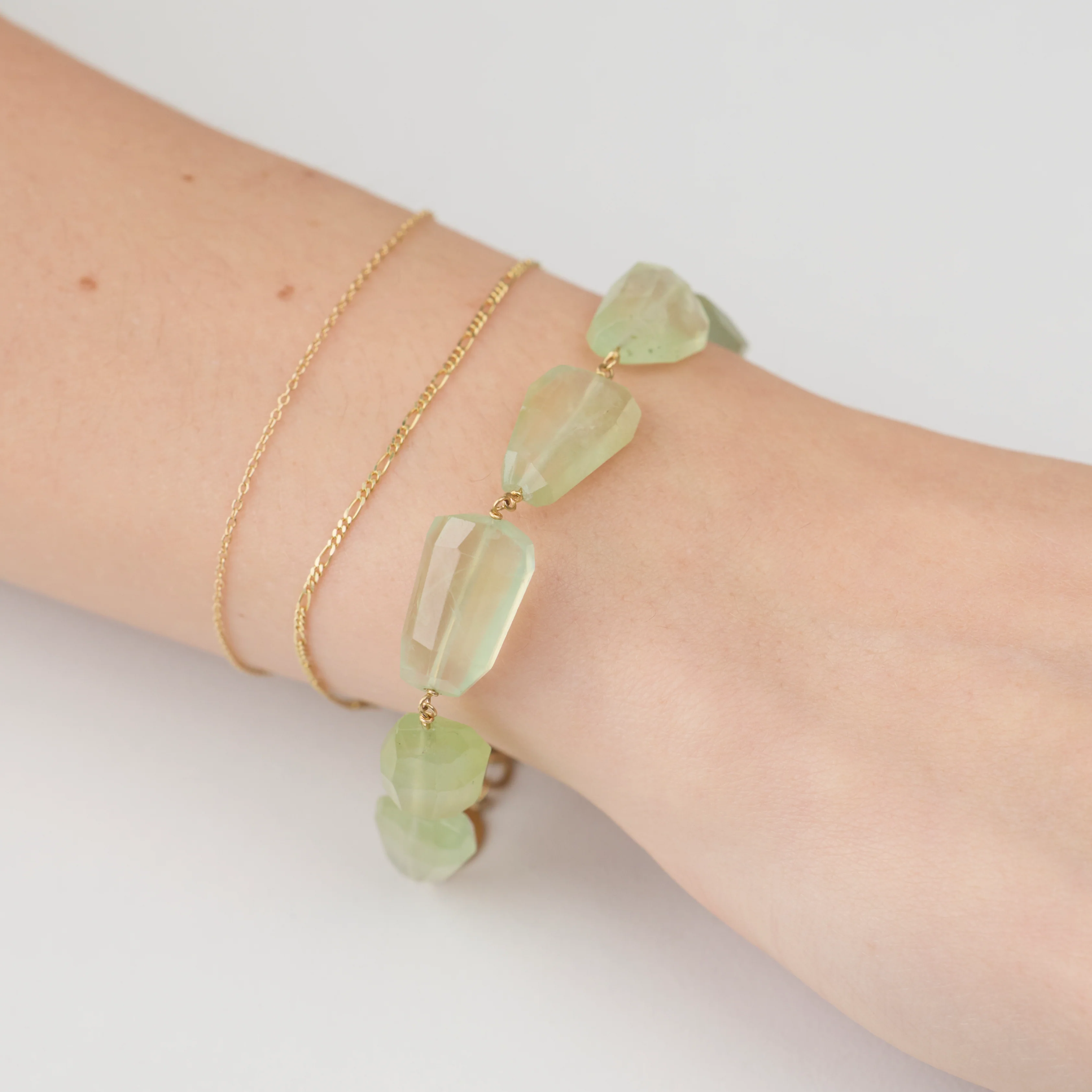 Prehnite Bracelet with 22k Gold Disks - Image 2