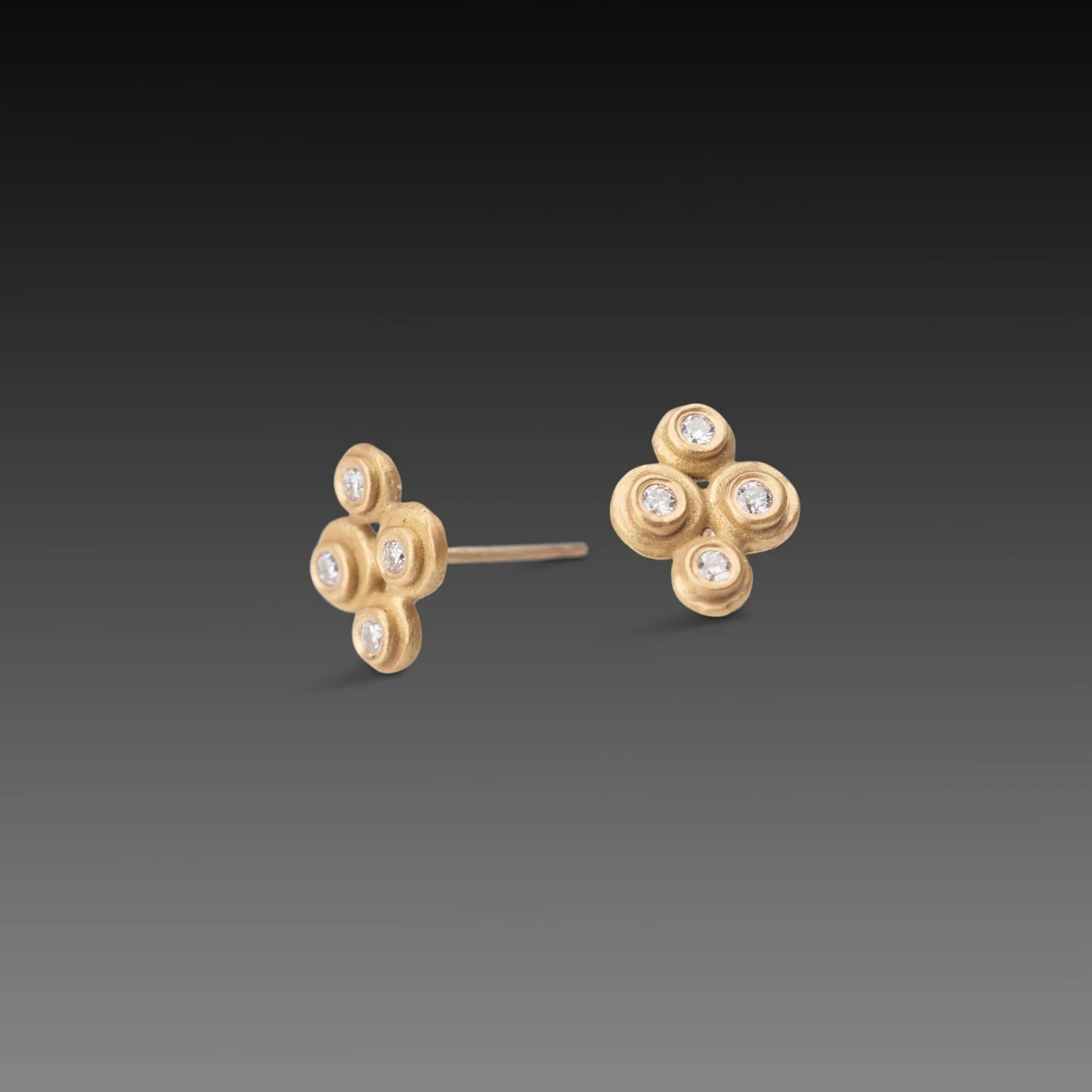 Raised Diamond Dot Stud Earrings - Image 3