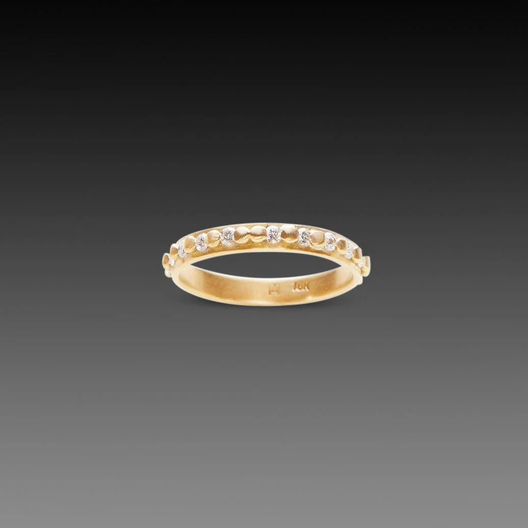 Raised Dot Band with Sprinkle Diamonds