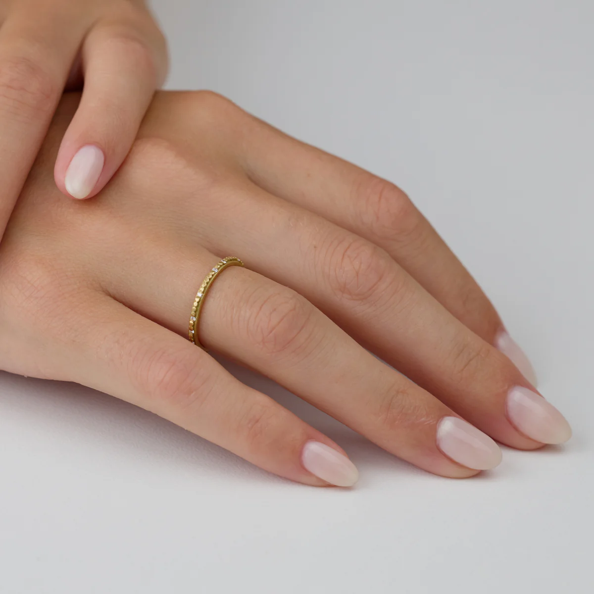 Tiny Raised Dot Band with Sprinkle Diamonds - Image 2