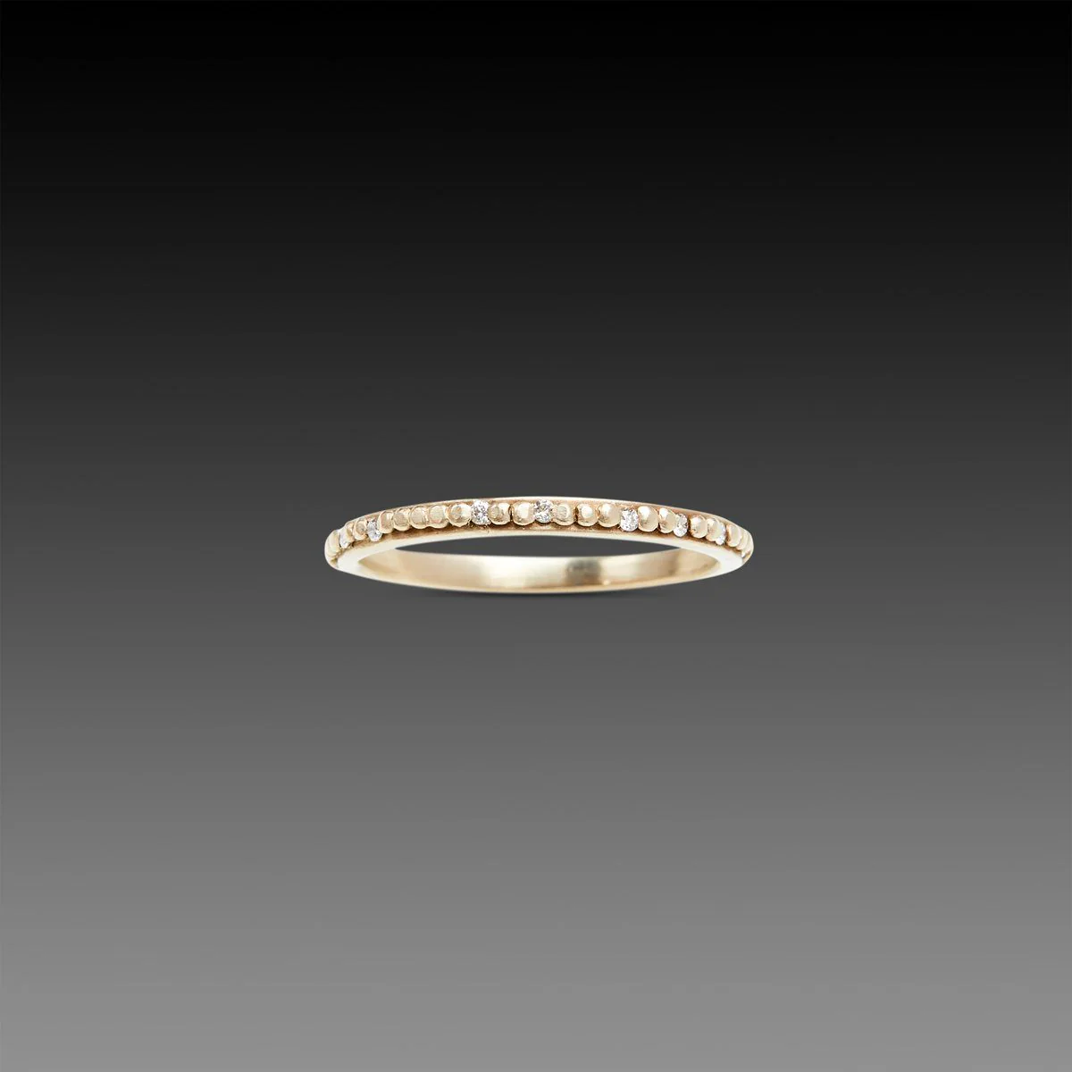 Tiny Raised Dot Band with Sprinkle Diamonds in White Gold