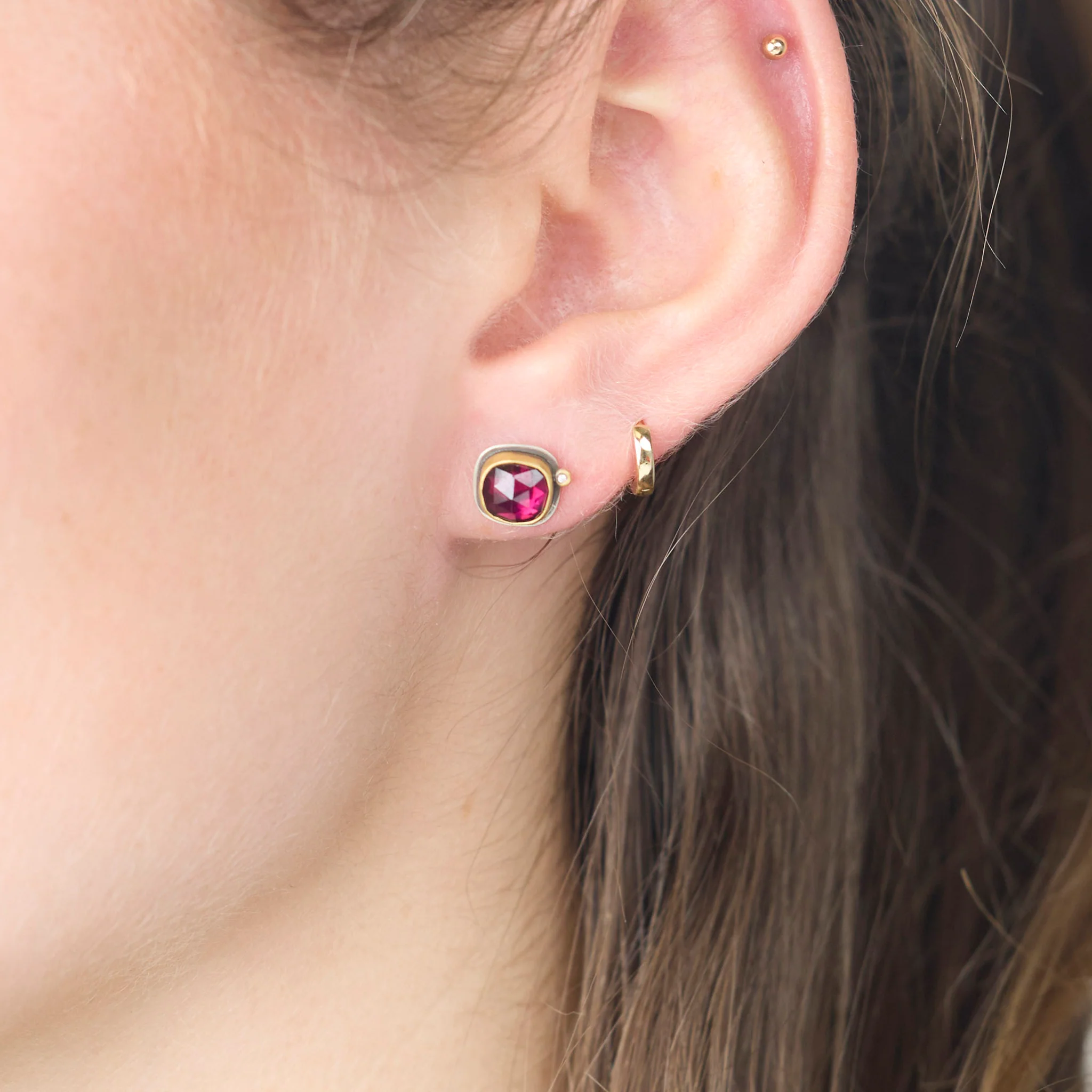 Rhodolite Garnet Stud Earrings - Image 2